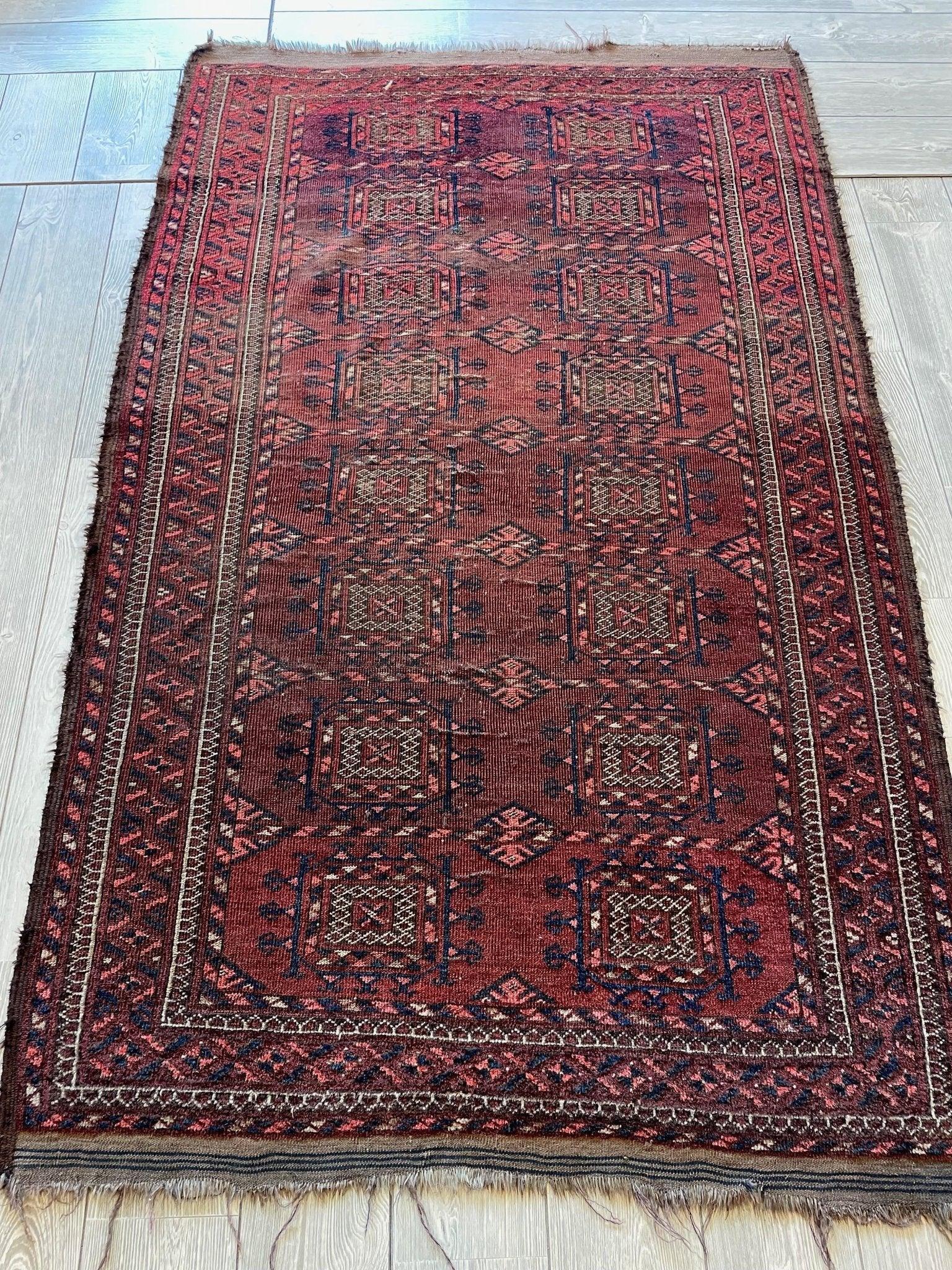 Antique 1880’s Baluch Rug 4x7 Ft Rugistan
