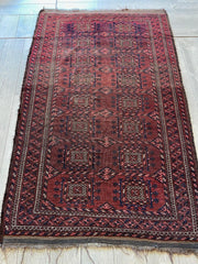 Antique 1880’s Baluch Rug 4x7 Ft Rugistan
