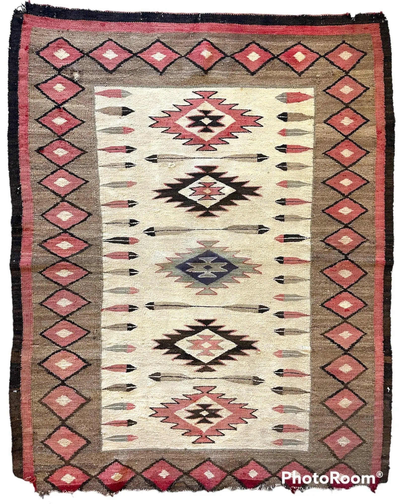 Antique 1880’s Navajo Rug 4’ x 5’ Rugistan