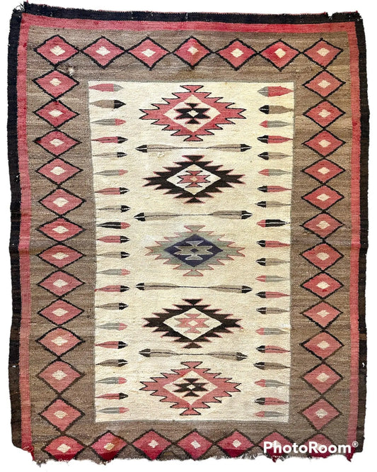 Antique 1880’s Navajo Rug 4’ x 5’ Rugistan