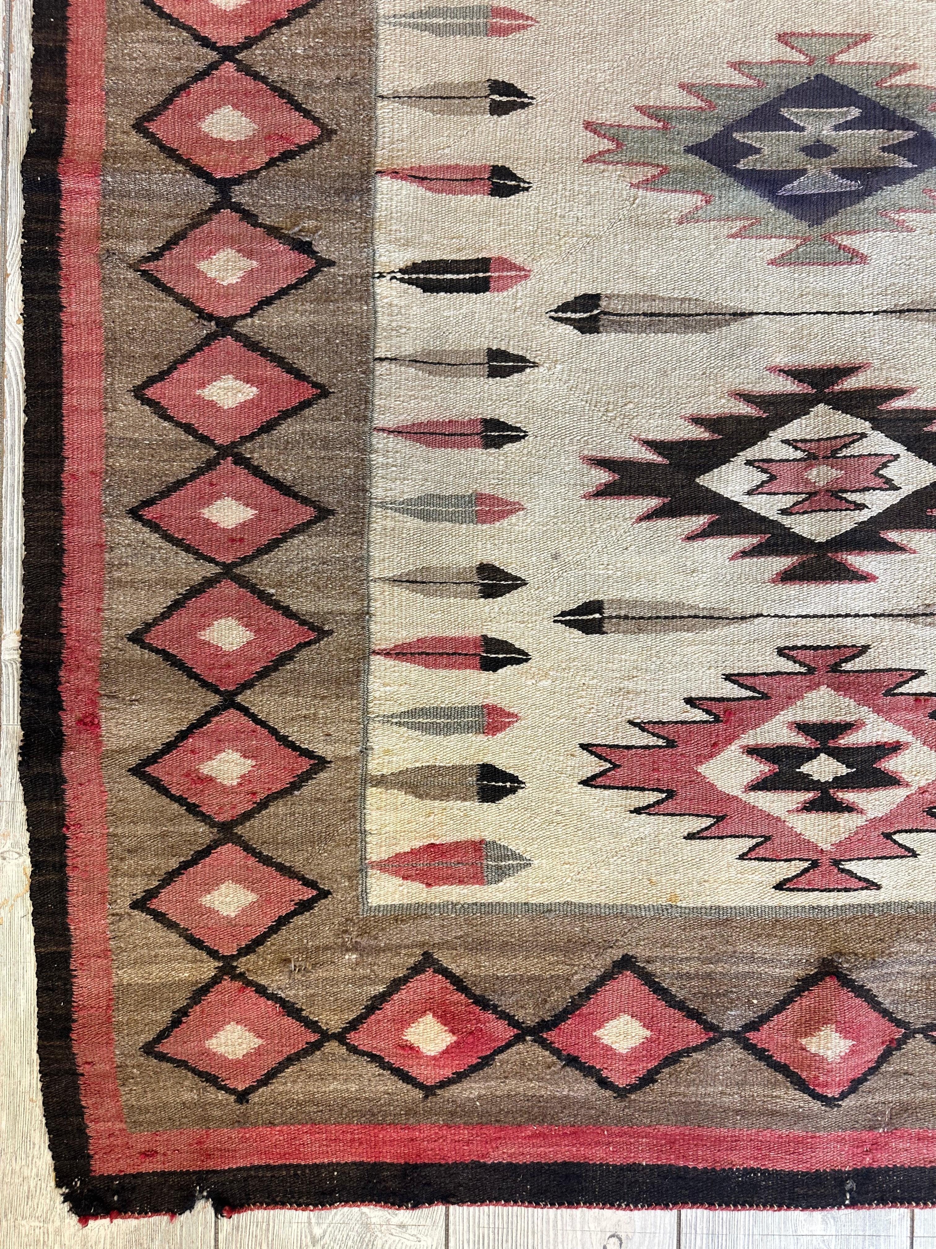 Antique 1880’s Navajo Rug 4’ x 5’ Rugistan