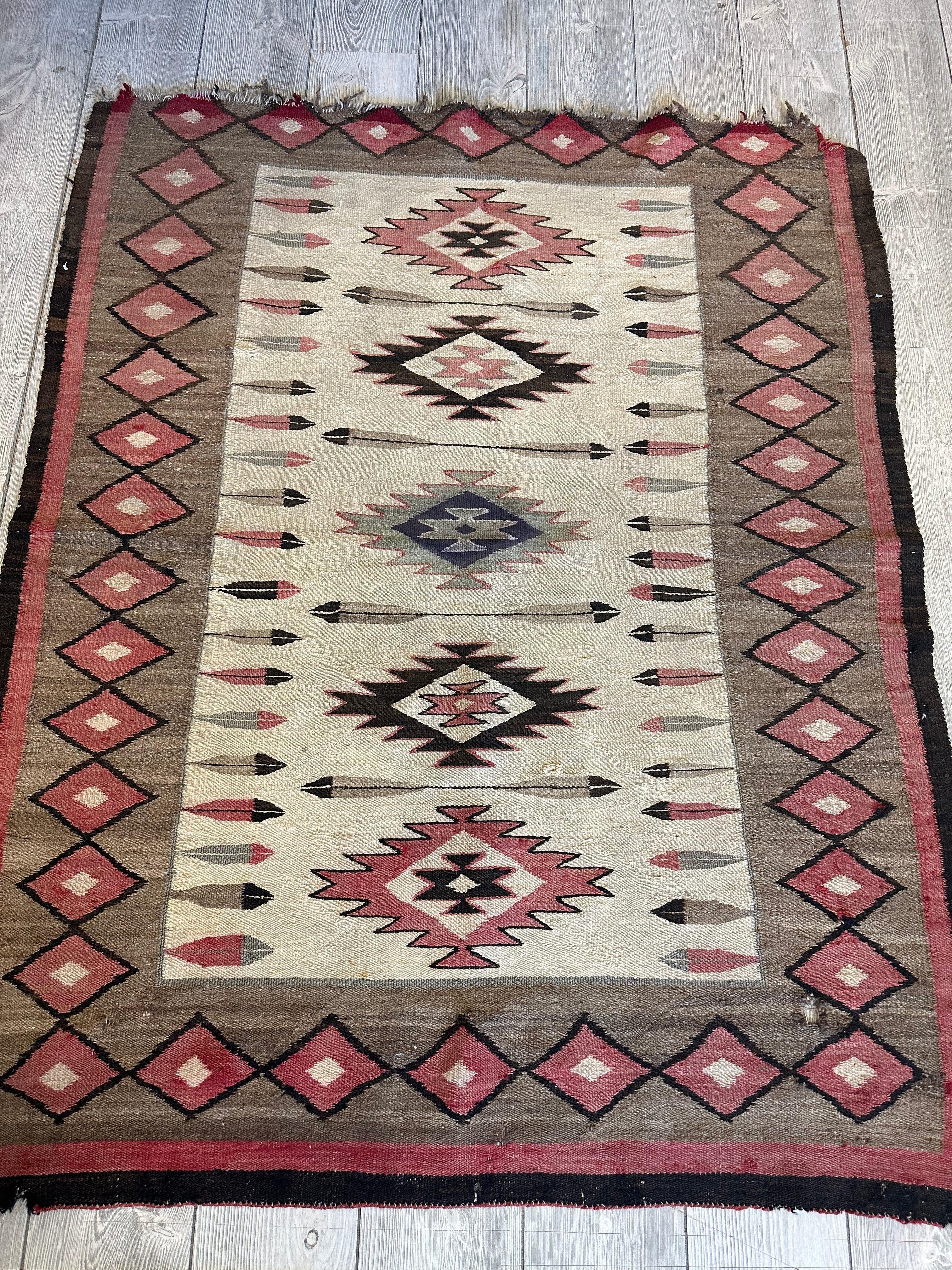 Antique 1880’s Navajo Rug 4’ x 5’ Rugistan