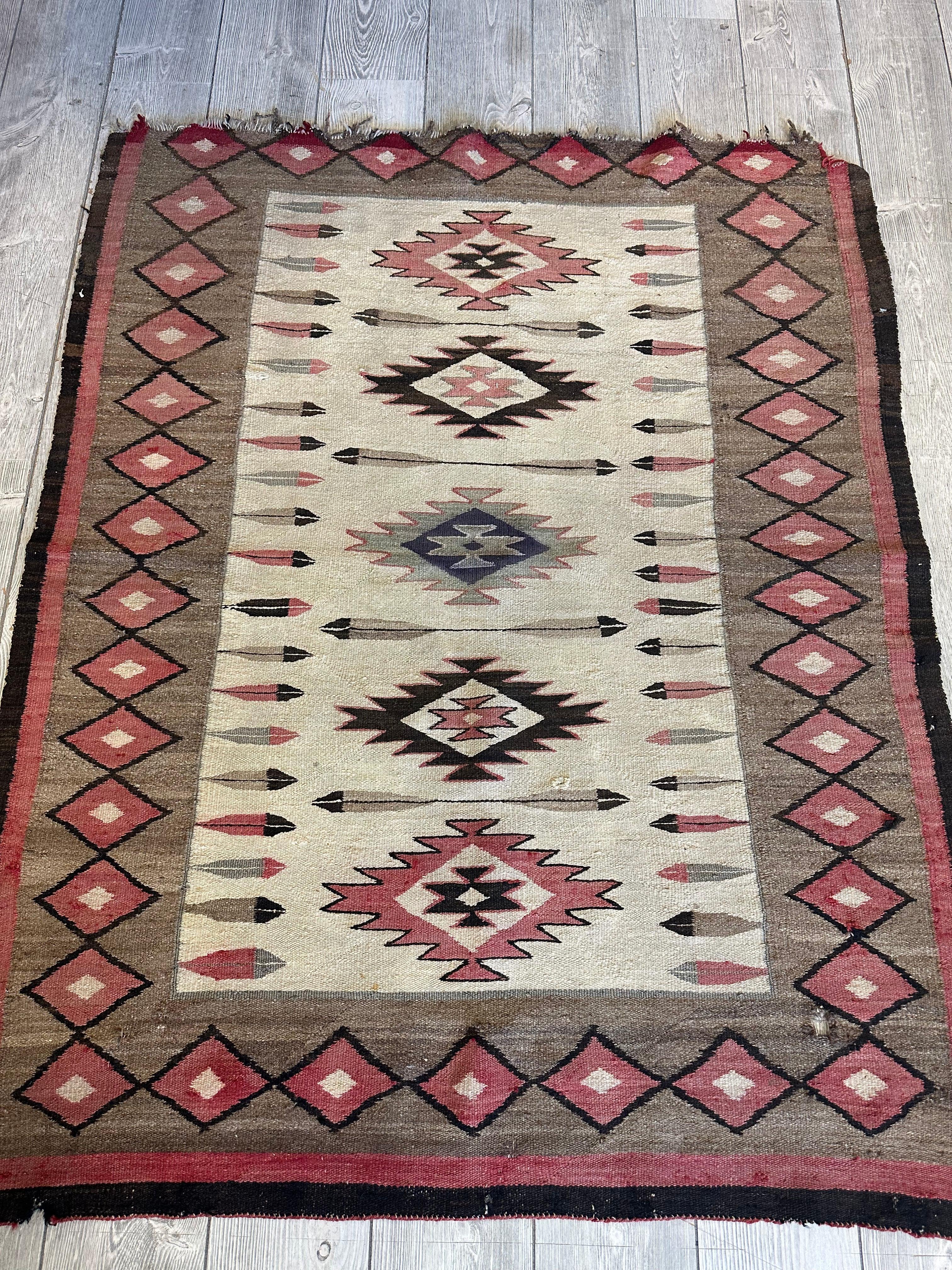 Antique 1880’s Navajo Rug 4’ x 5’ Rugistan