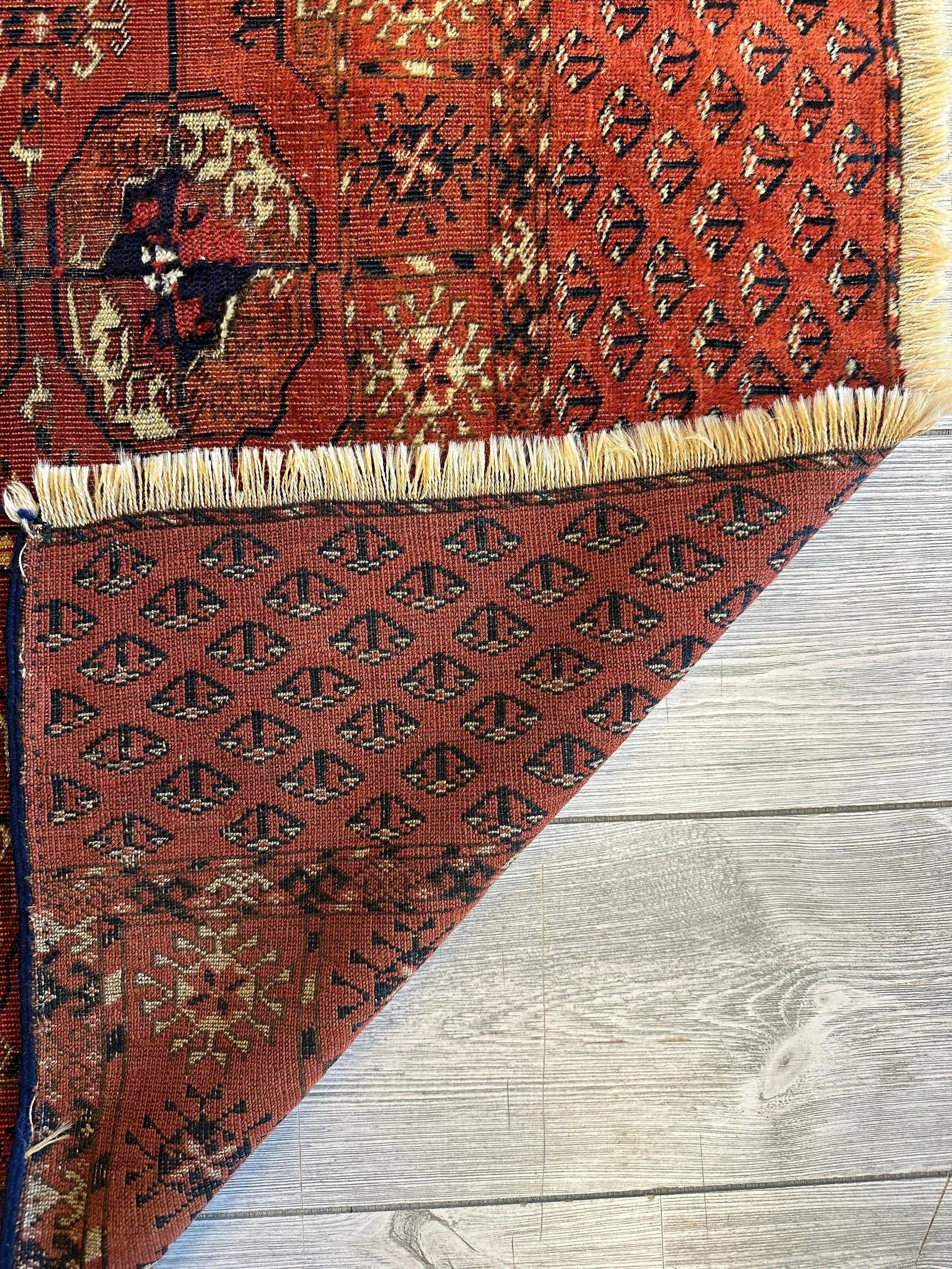 Antique 1880’s Tribal Turkoman Tekke Wedding Rug 3’4” x 4’1” Rugistan