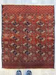 Antique 1880’s Tribal Turkoman Tekke Wedding Rug 3’4” x 4’1” Rugistan