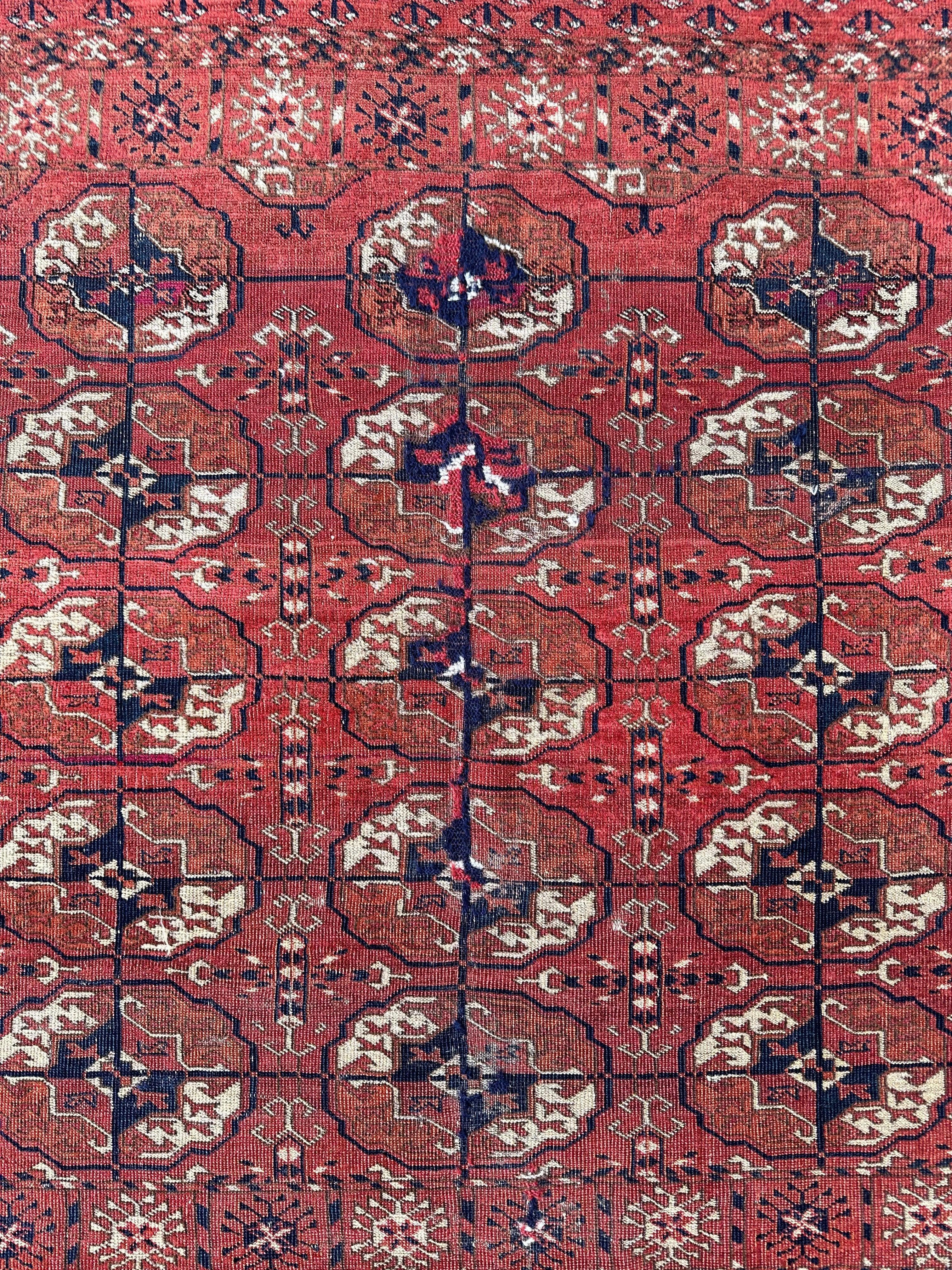 Antique 1880’s Tribal Turkoman Tekke Wedding Rug 3’4” x 4’1” Rugistan