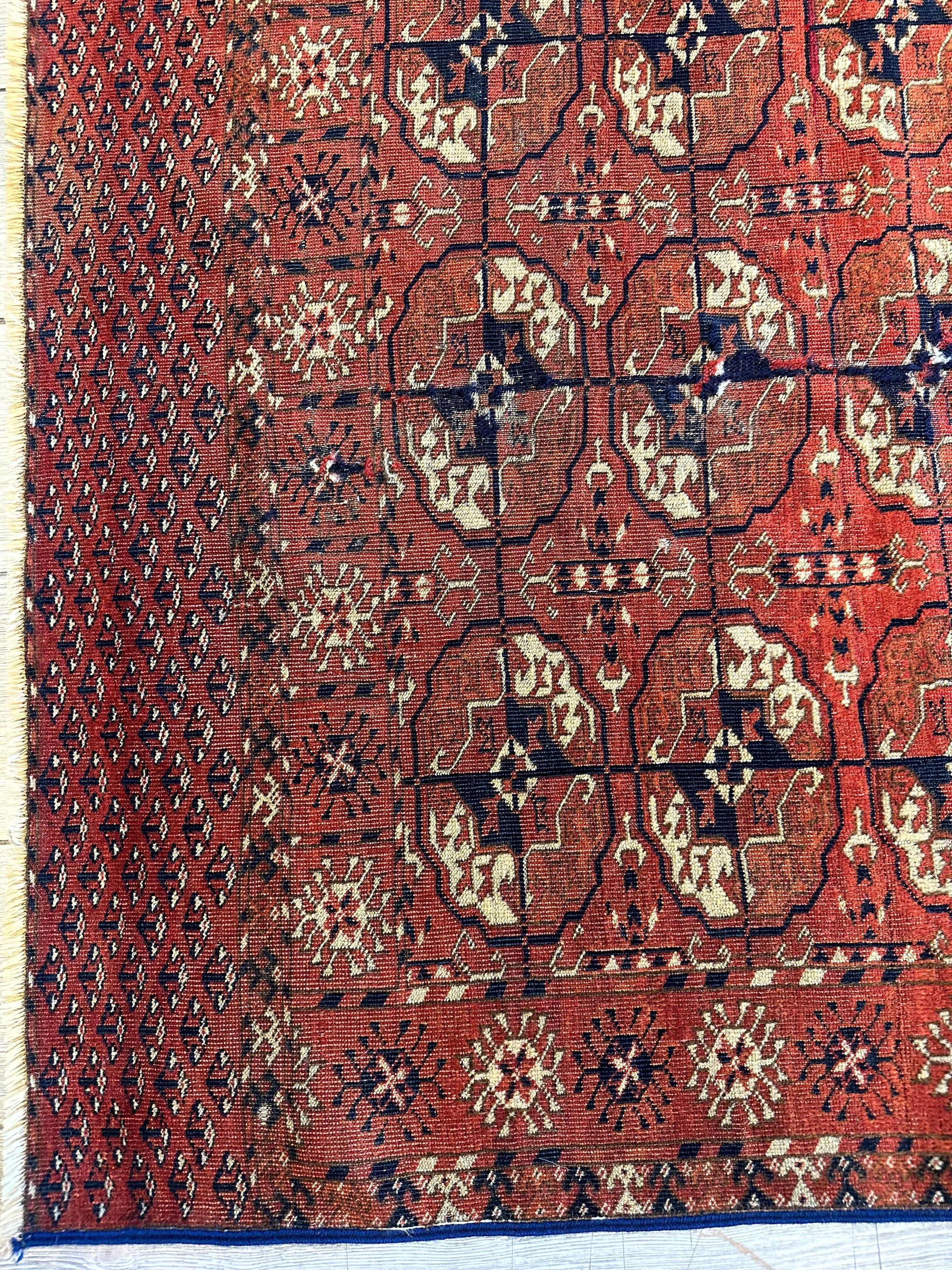 Antique 1880’s Tribal Turkoman Tekke Wedding Rug 3’4” x 4’1” Rugistan