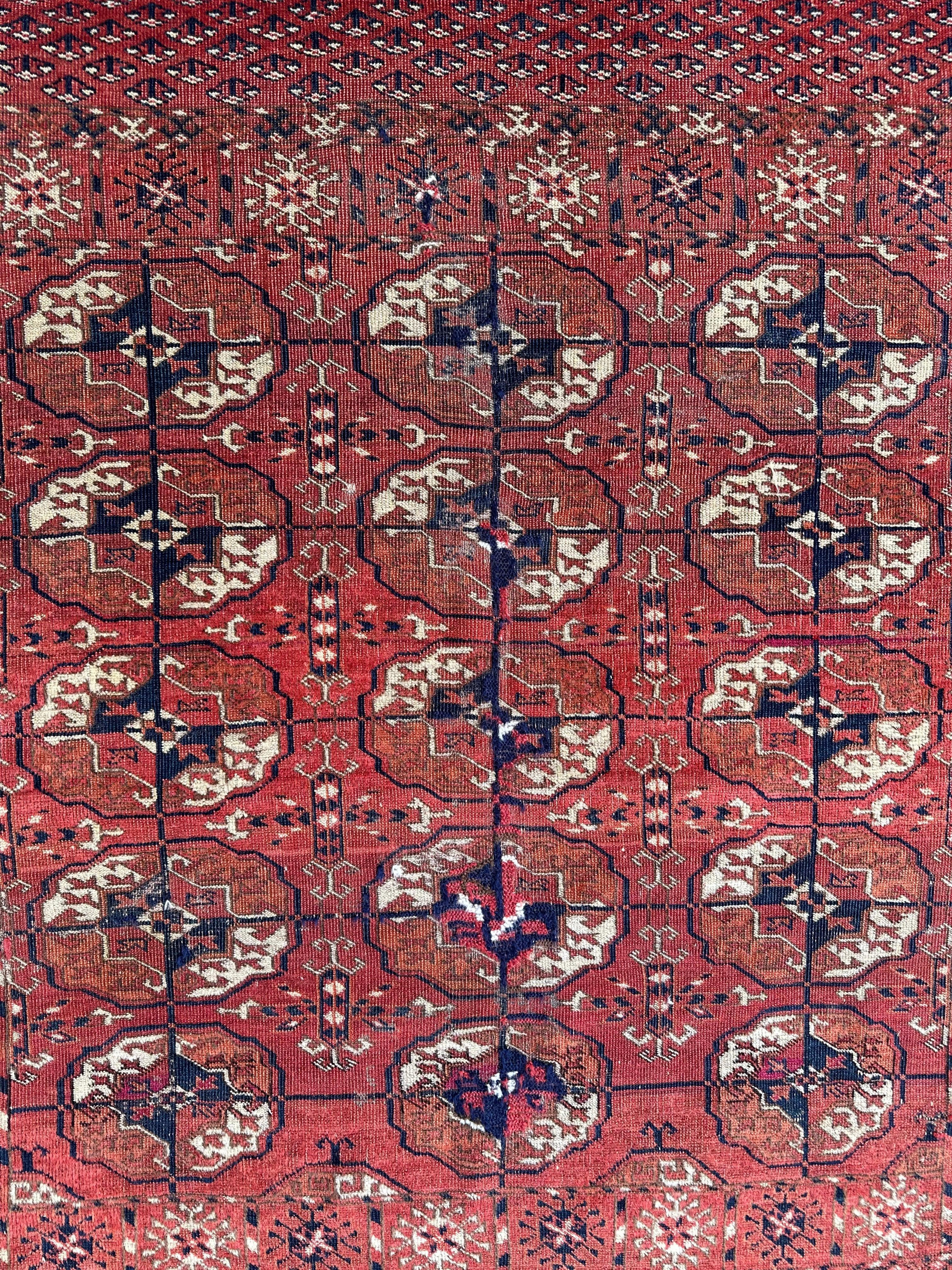 Antique 1880’s Tribal Turkoman Tekke Wedding Rug 3’4” x 4’1” Rugistan