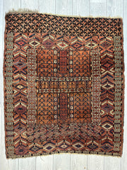 Antique 1880s Turkoman Tekke Ensi Tent Door Covering Rug 4’ x4’8” Rugistan