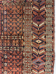 Antique 1880s Turkoman Tekke Ensi Tent Door Covering Rug 4’ x4’8” Rugistan