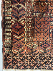 Antique 1880s Turkoman Tekke Ensi Tent Door Covering Rug 4’ x4’8” Rugistan