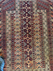 Antique 1890’s Turkoman Prayer Rug or Namazlyk 4’ x 5’2” Rugistan