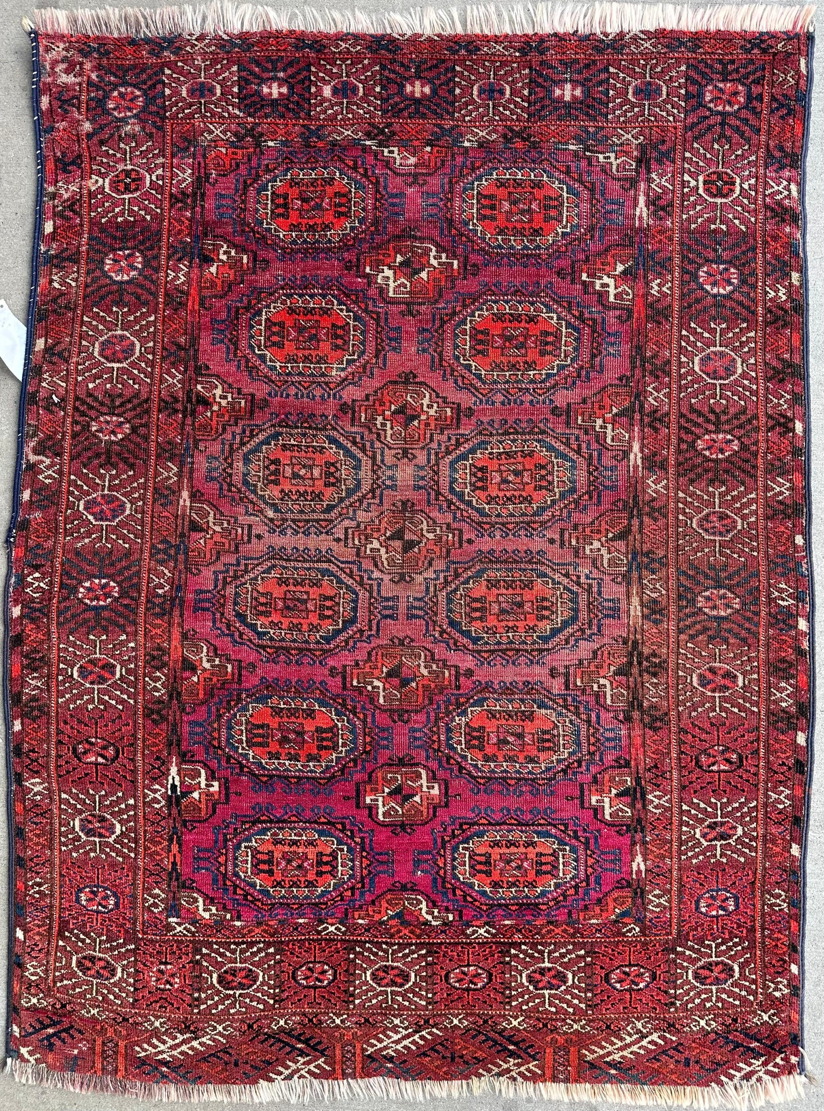 Antique 1910’s Tribal Turkoman Rug 3’ x 4’1” Rugistan