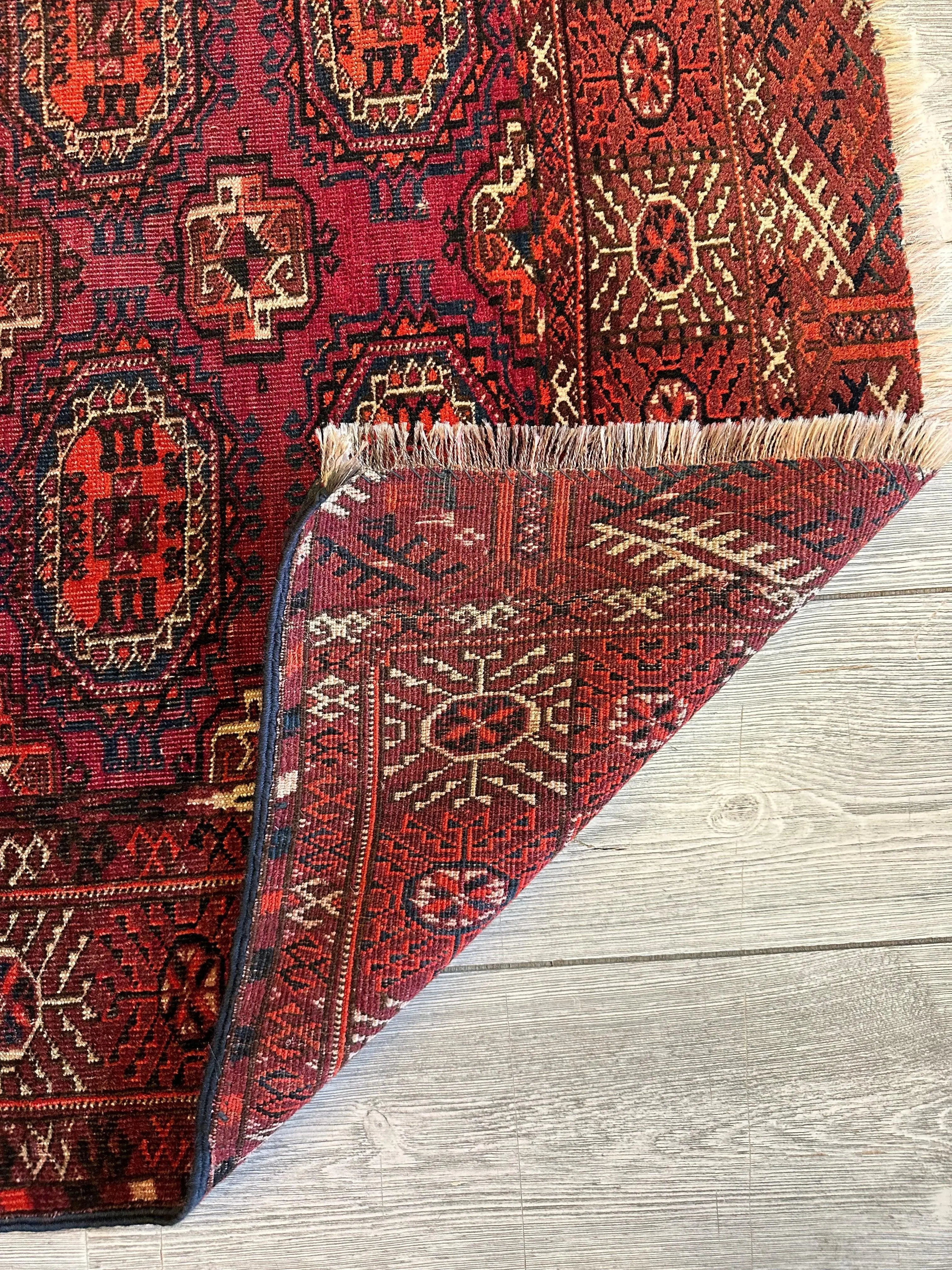 Antique 1910’s Tribal Turkoman Rug 3’ x 4’1” Rugistan