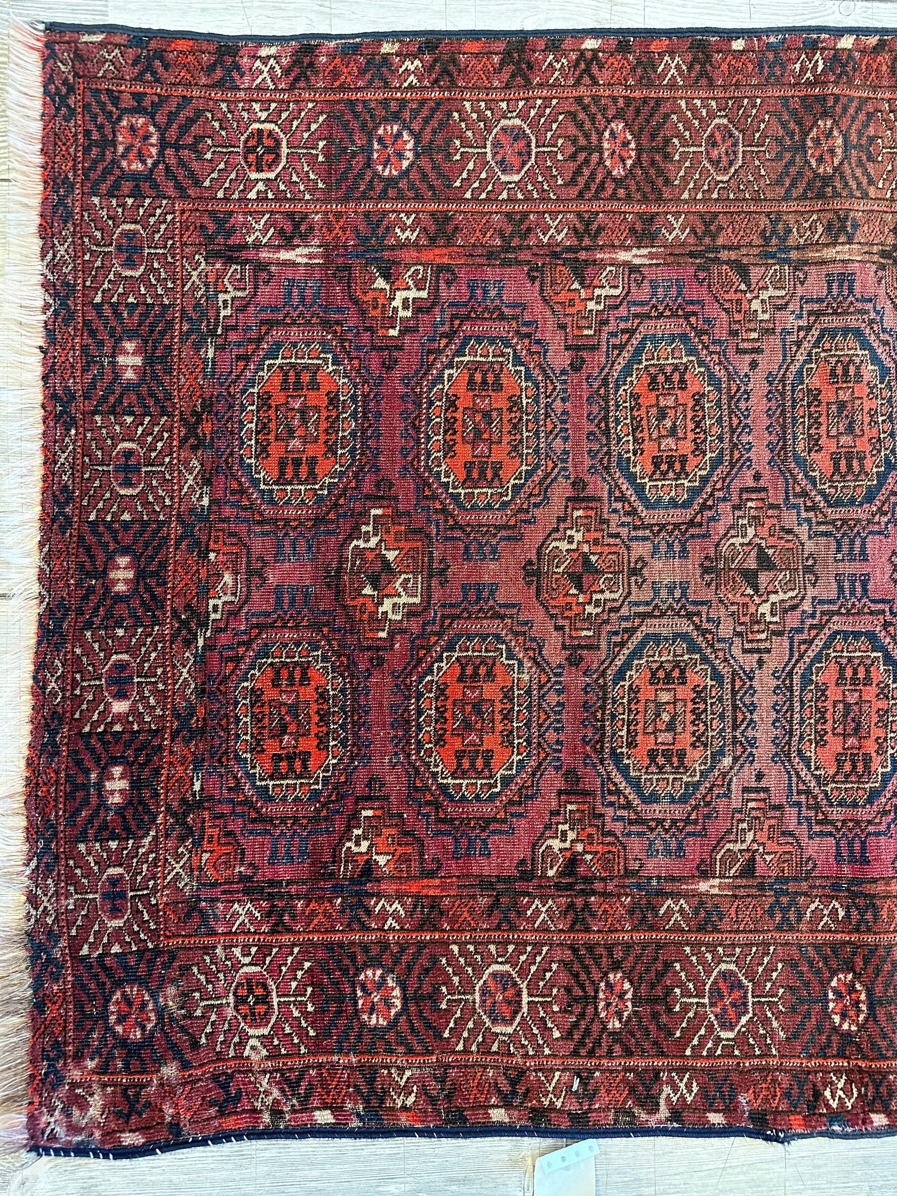 Antique 1910’s Tribal Turkoman Rug 3’ x 4’1” Rugistan