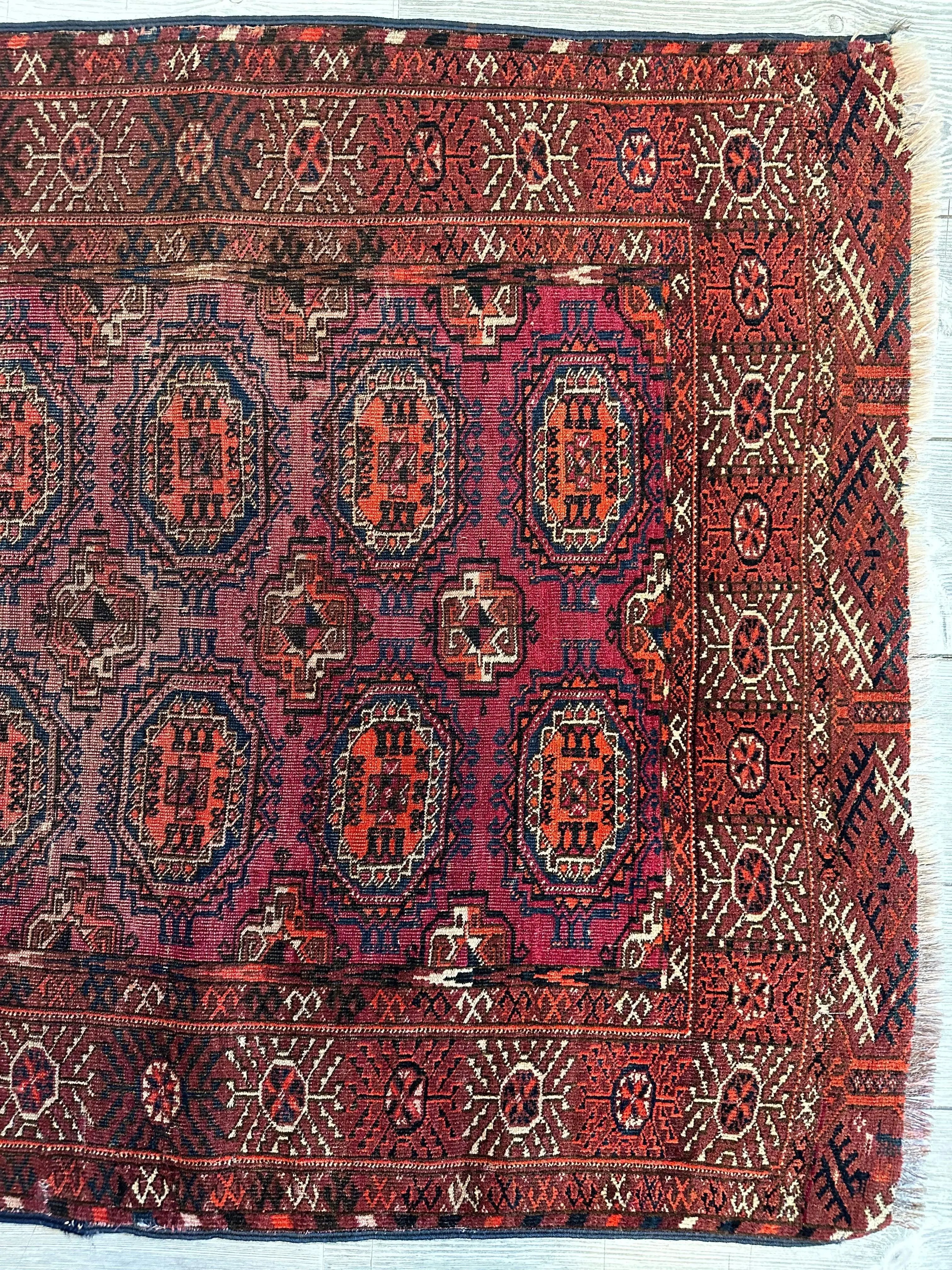 Antique 1910’s Tribal Turkoman Rug 3’ x 4’1” Rugistan