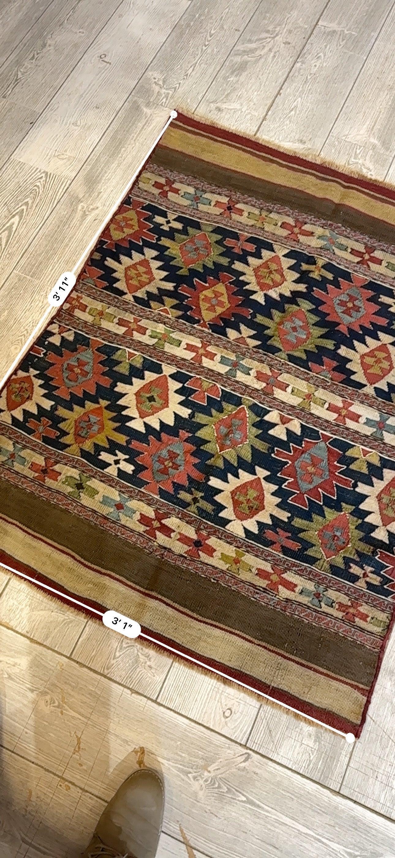 Antique 19th Century Caucasian Shahsavan Rug Rug 3’ x 4’ Rugistan