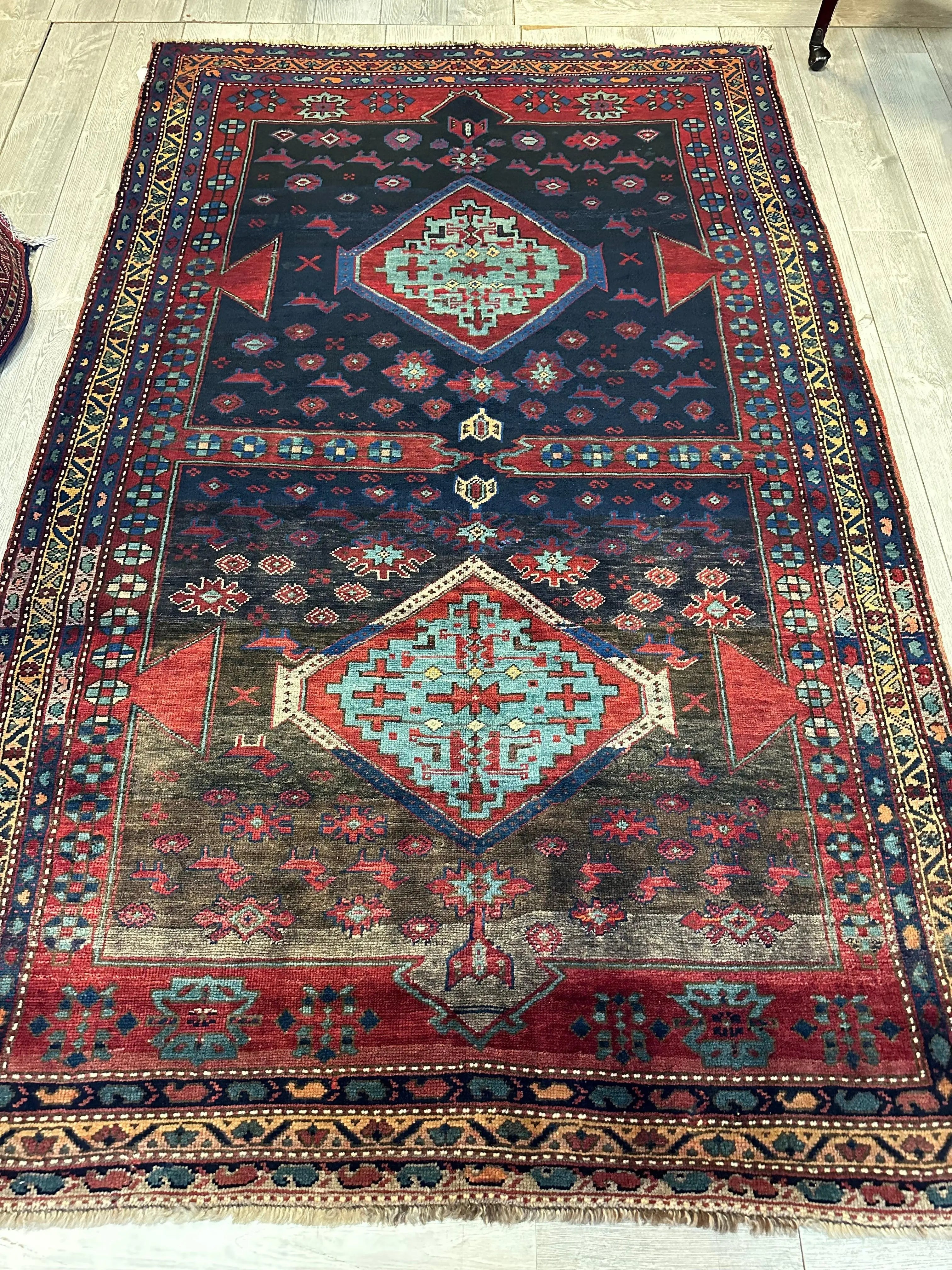 Antique 19th Century Handwoven Kazak Tribal Rug 5’ x 8’ Rugistan