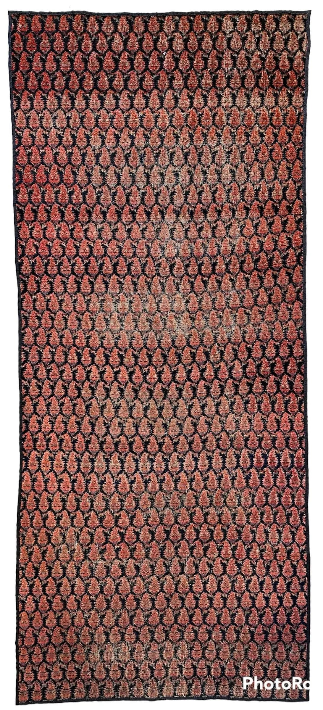 Antique All Over Paisley Kurdish Afshar Fragment Runner 3’3” x 7’7” Rugistan