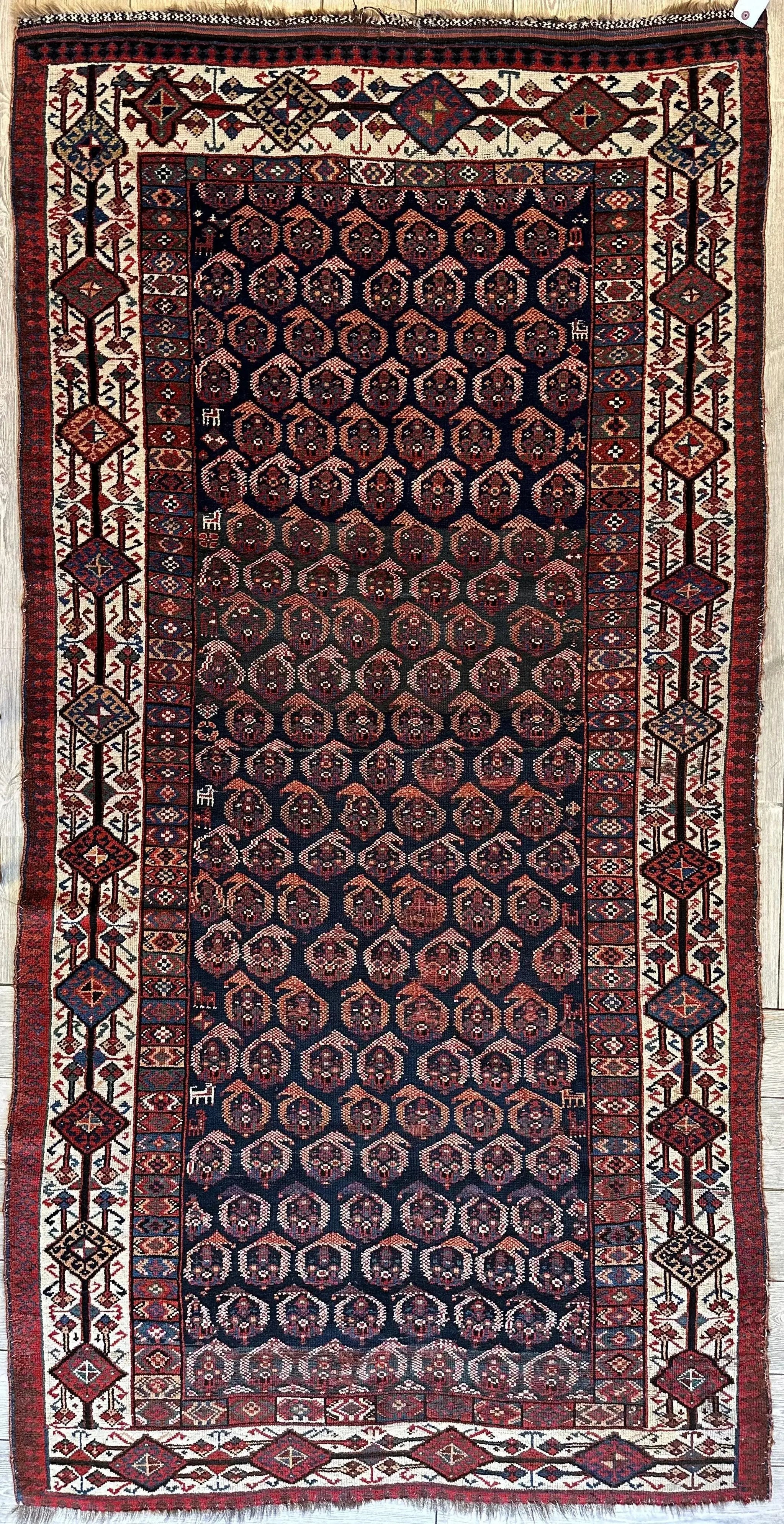 Antique All Over Paisley Kurdish Afshar Rug 4’5” x 8’11” Rugistan