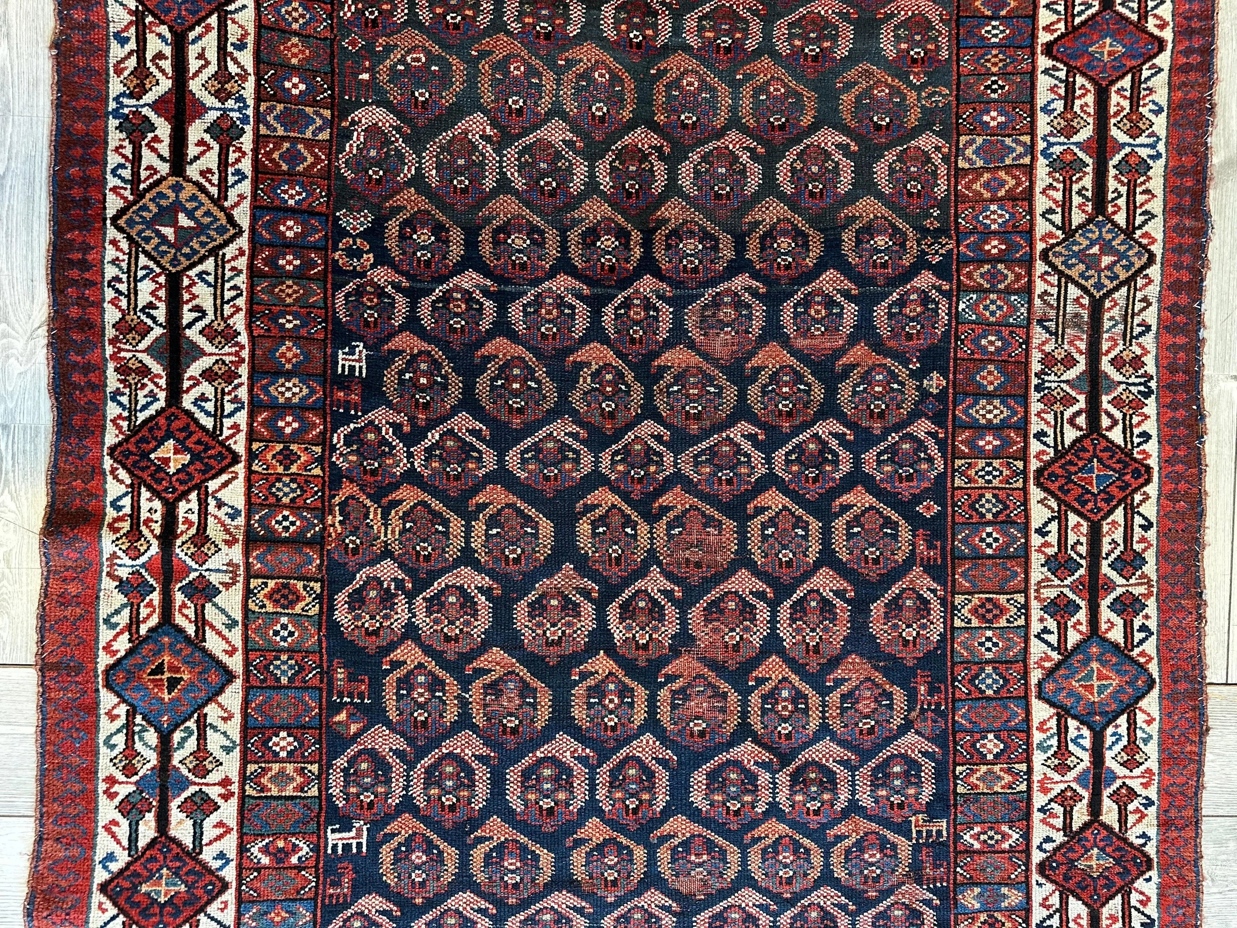 Antique All Over Paisley Kurdish Afshar Rug 4’5” x 8’11” Rugistan