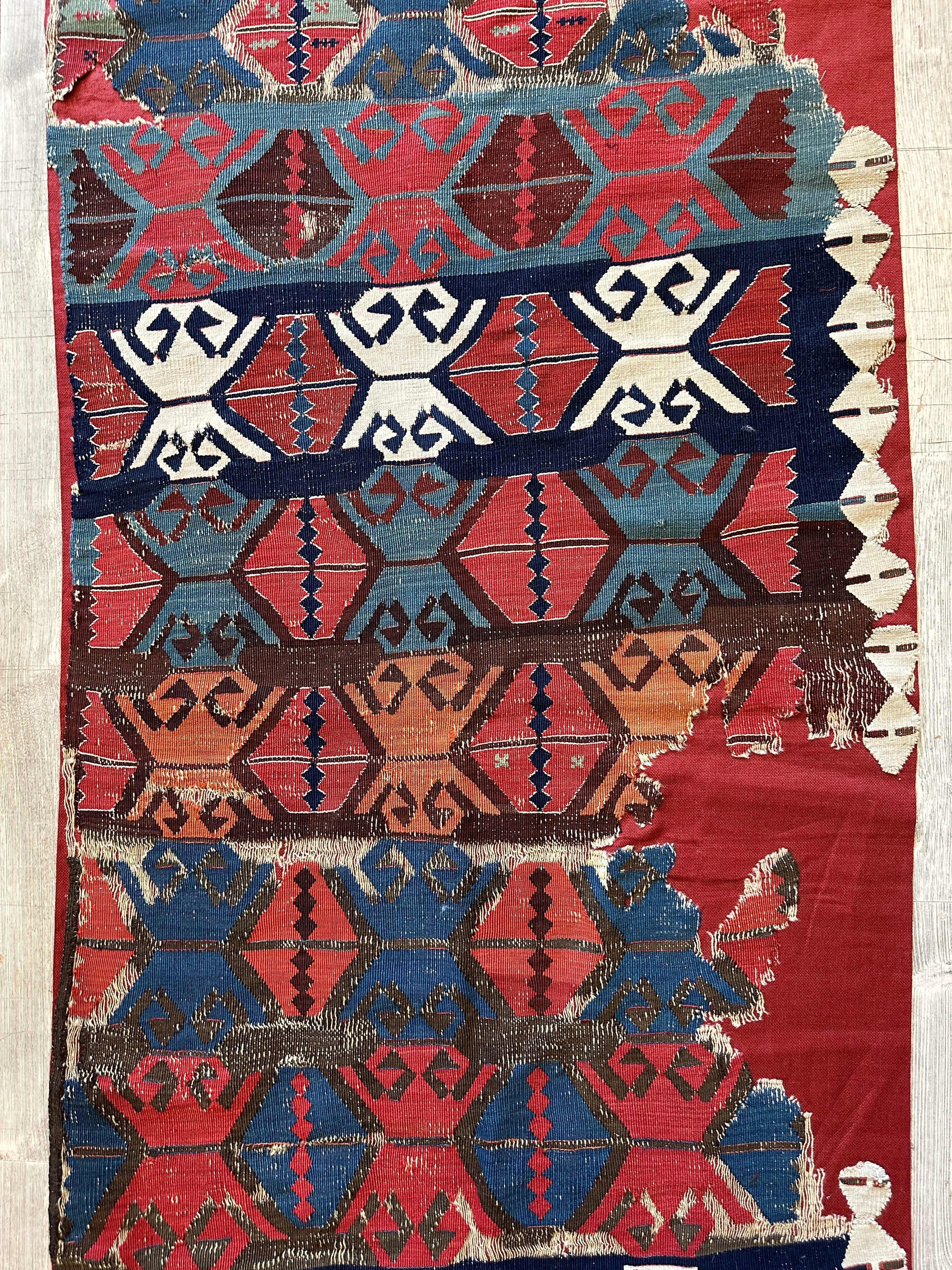 19th C Antique One Of A Kind Anatolian Rug Fragment Collector Special, Turkish rugs Rugistan