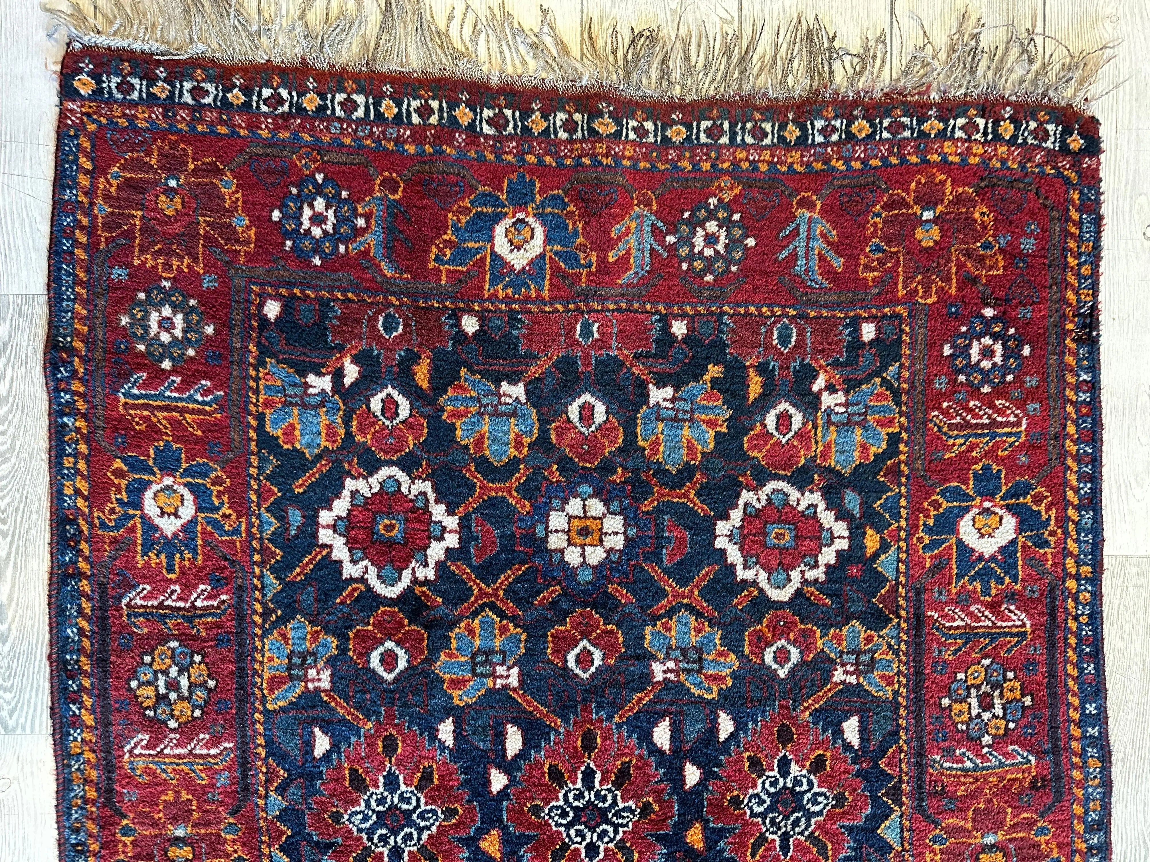 Antique Attractive Persian Khamseh Rug Early 20th Century 46” x 66” Rugistan