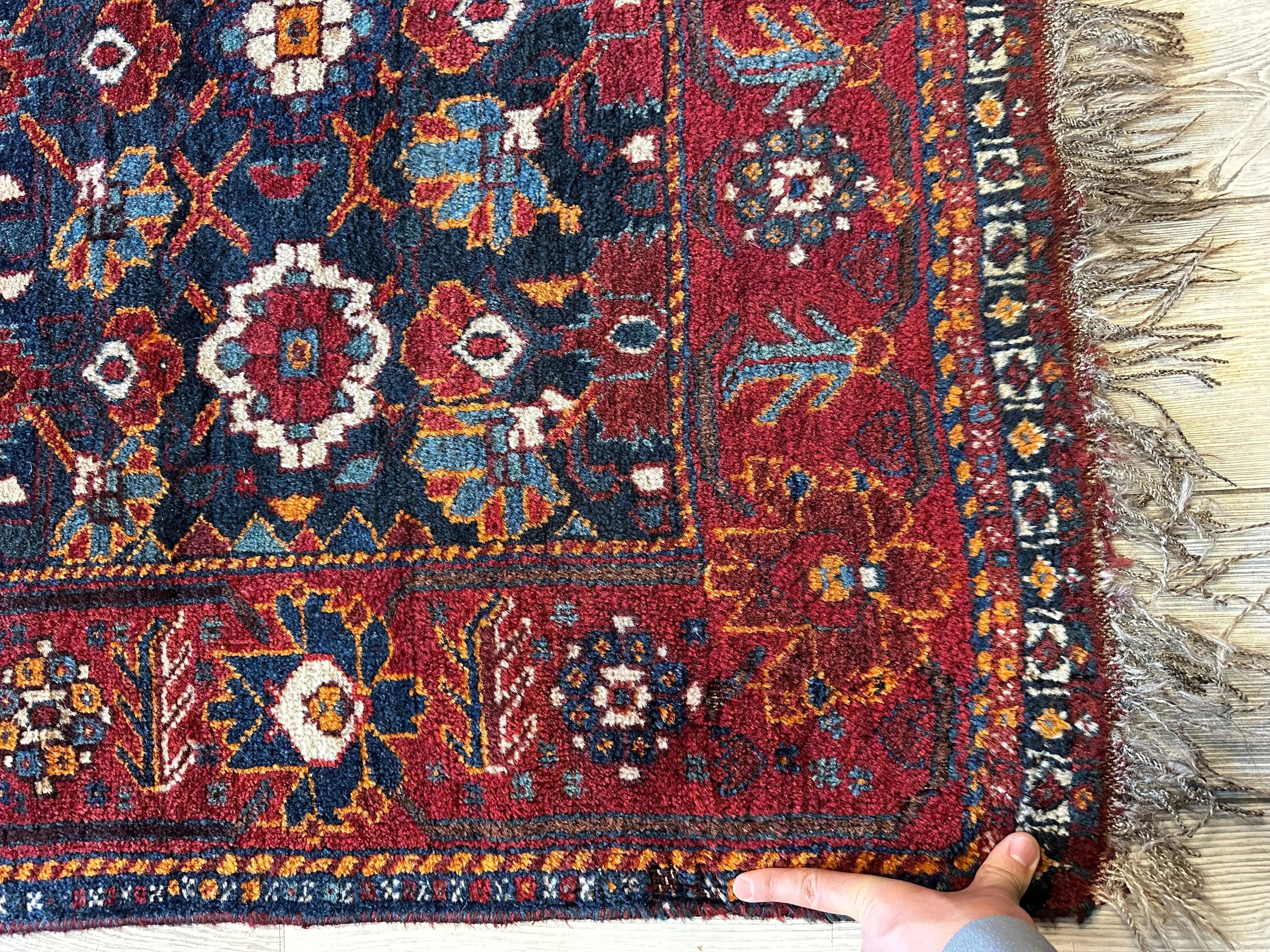 Antique Attractive Persian Khamseh Rug Early 20th Century 46” x 66” Rugistan