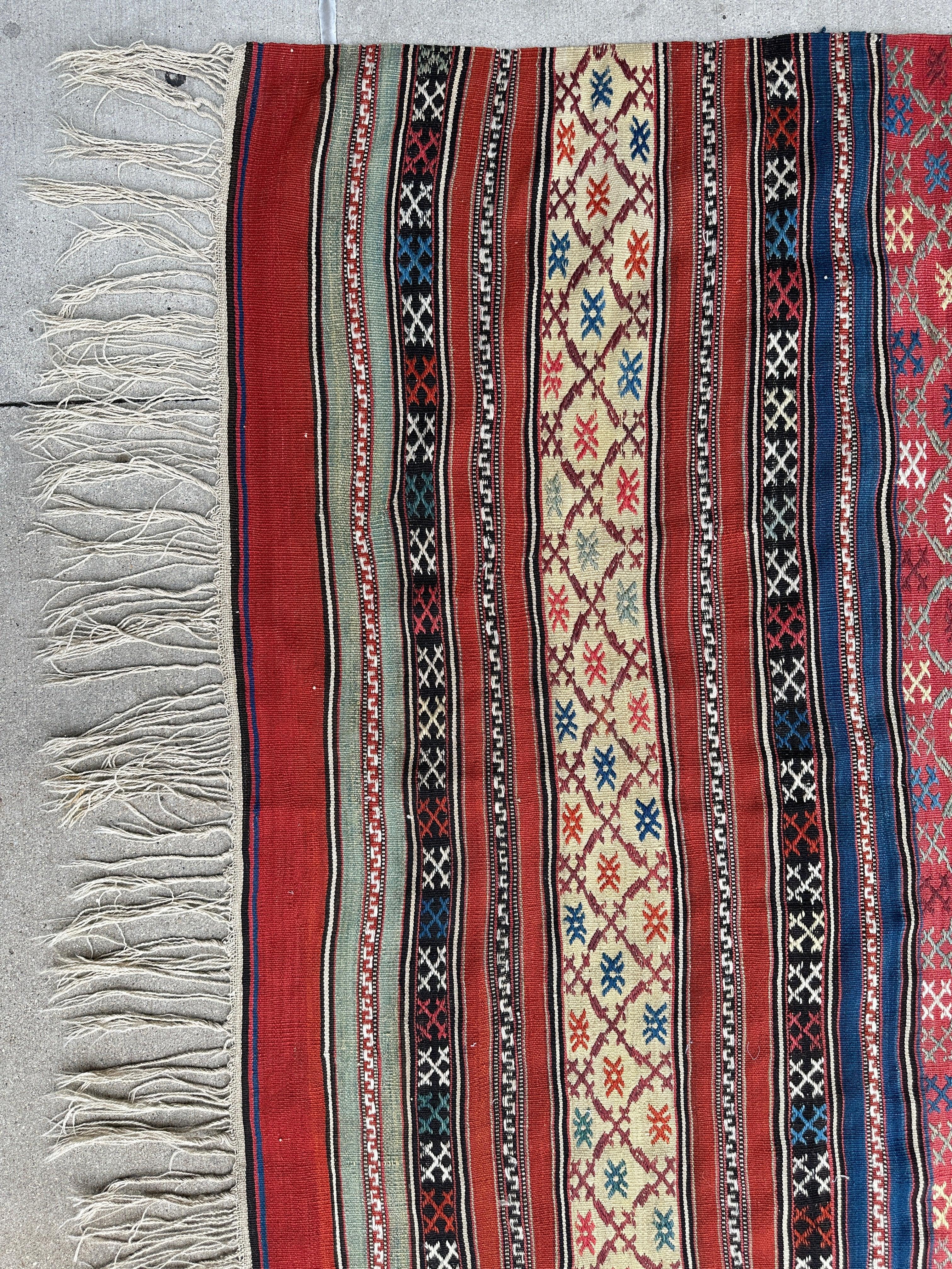 Antique Caucasian Shahsavan Soumak Rug 4’9” x 7’4” Rugistan