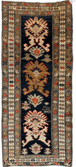 Antique Caucasian KarabakhSigned & Dated Wool on Wool Runner Rug 3 X 7 Rugistan
