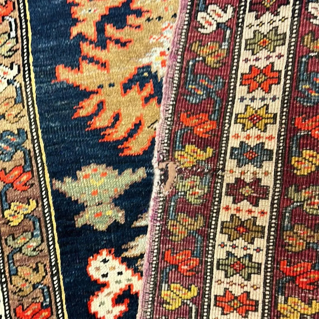 Antique Caucasian KarabakhSigned & Dated Wool on Wool Runner Rug 3 X 7 Rugistan