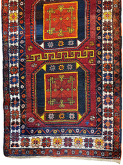 Antique circa 1920's Kurdish-Kazak Geometric Motifs Runner 3’8” x 12’3” Rugistan