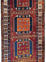 Antique circa 1920's Kurdish-Kazak Geometric Motifs Runner 3’8” x 12’3” Rugistan