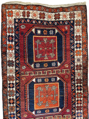 Antique circa 1920's Kurdish-Kazak Geometric Motifs Runner 3’8” x 12’3” Rugistan