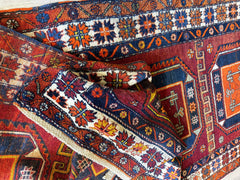 Antique circa 1920's Kurdish-Kazak Geometric Motifs Runner 3’8” x 12’3” Rugistan