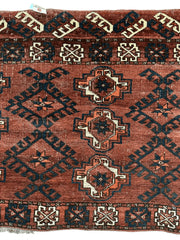 Antique Kizil Ayak Turkoman Chuval, Juval Rug 60"×34” Rugistan