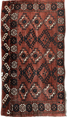 Antique Kizil Ayak Turkoman Chuval, Juval Rug 60"×34” Rugistan