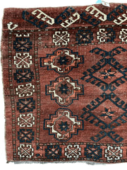 Antique Kizil Ayak Turkoman Chuval, Juval Rug 60"×34” Rugistan