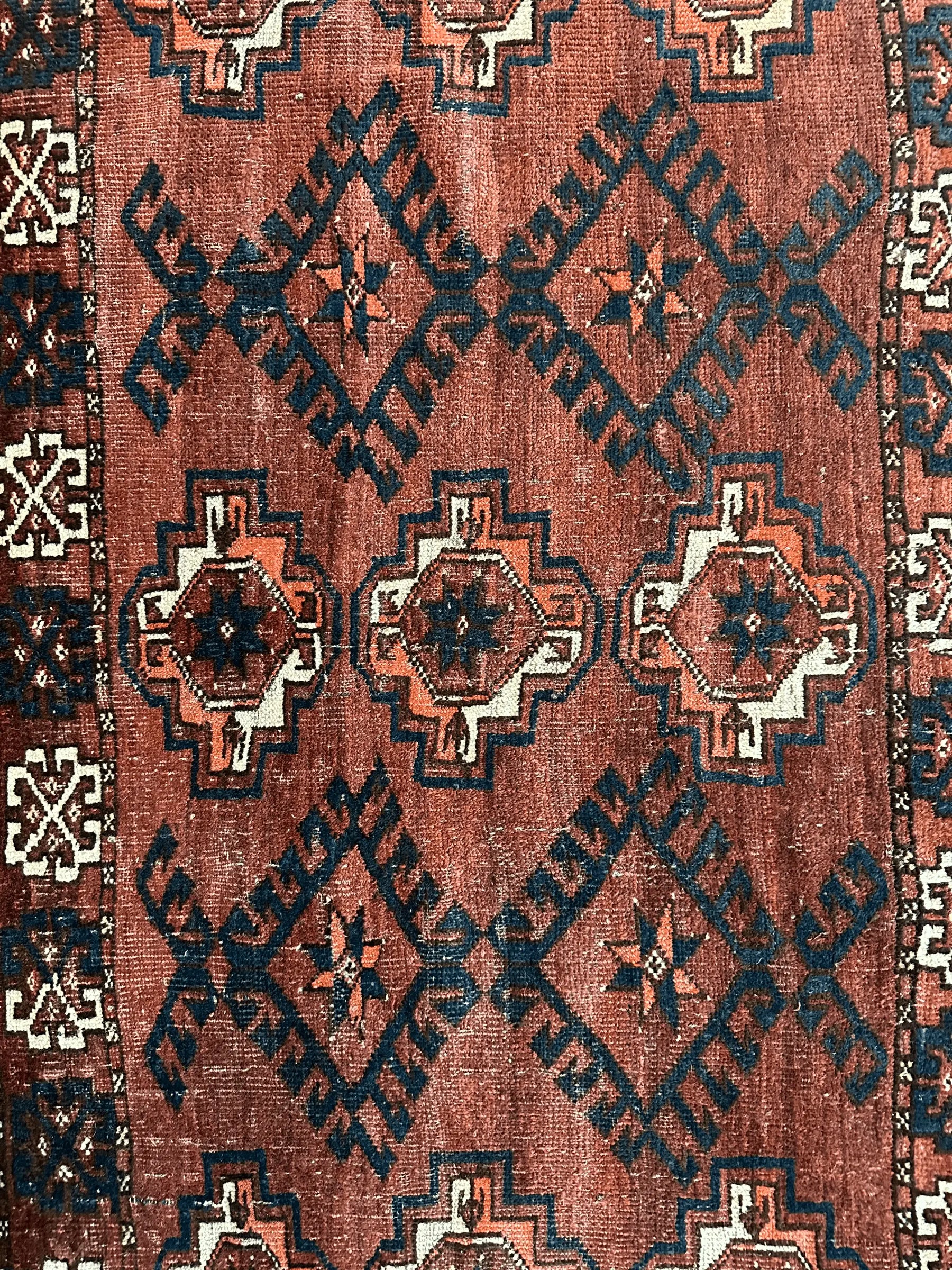 Antique Kizil Ayak Turkoman Chuval, Juval Rug 60"×34” Rugistan