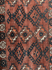 Antique Kizil Ayak Turkoman Chuval, Juval Rug 60"×34” Rugistan