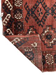 Antique Kizil Ayak Turkoman Chuval, Juval Rug 60"×34” Rugistan
