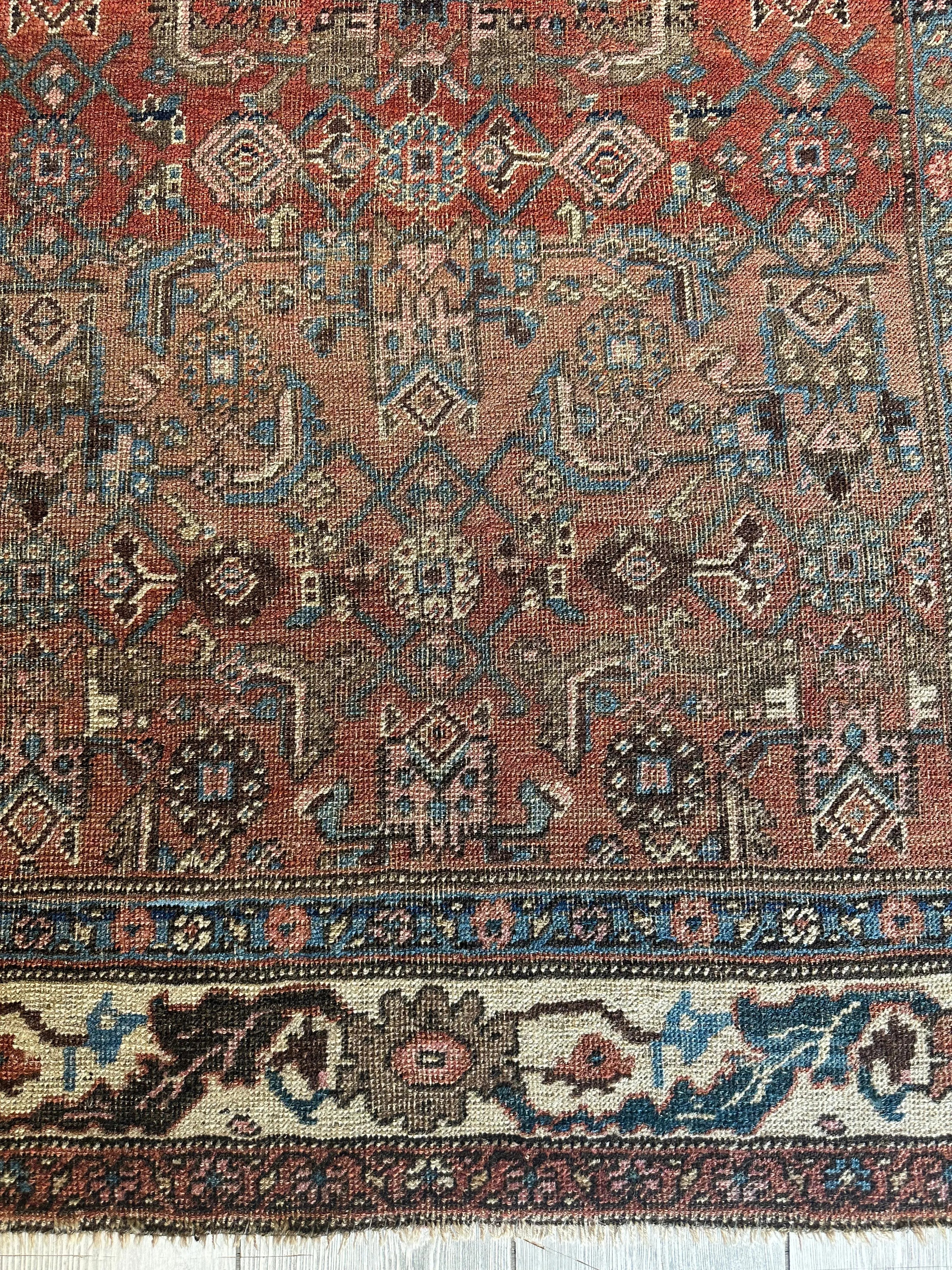 Antique Late 19th Century Persian Kurdish Gholtogh Rug 4 x 7 Rugistan