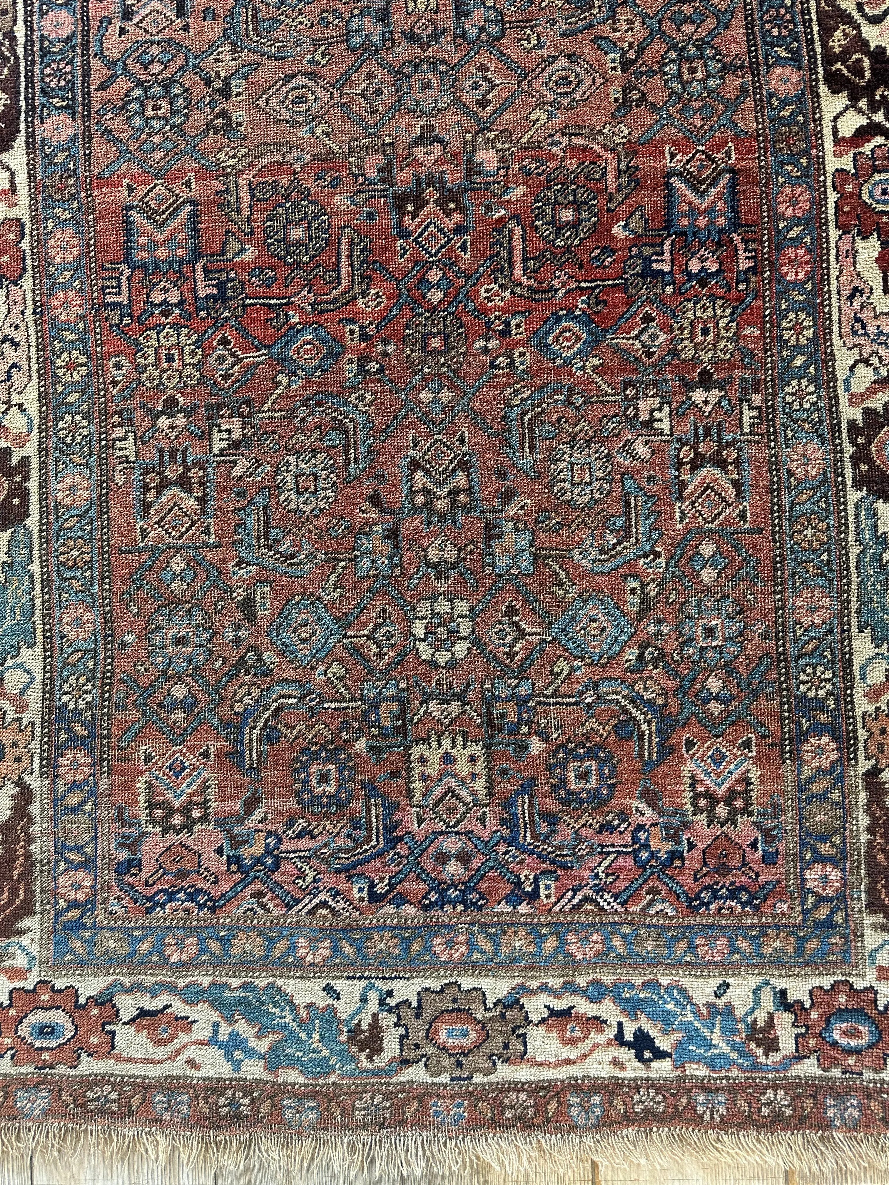 Antique Late 19th Century Persian Kurdish Gholtogh Rug 4 x 7 Rugistan