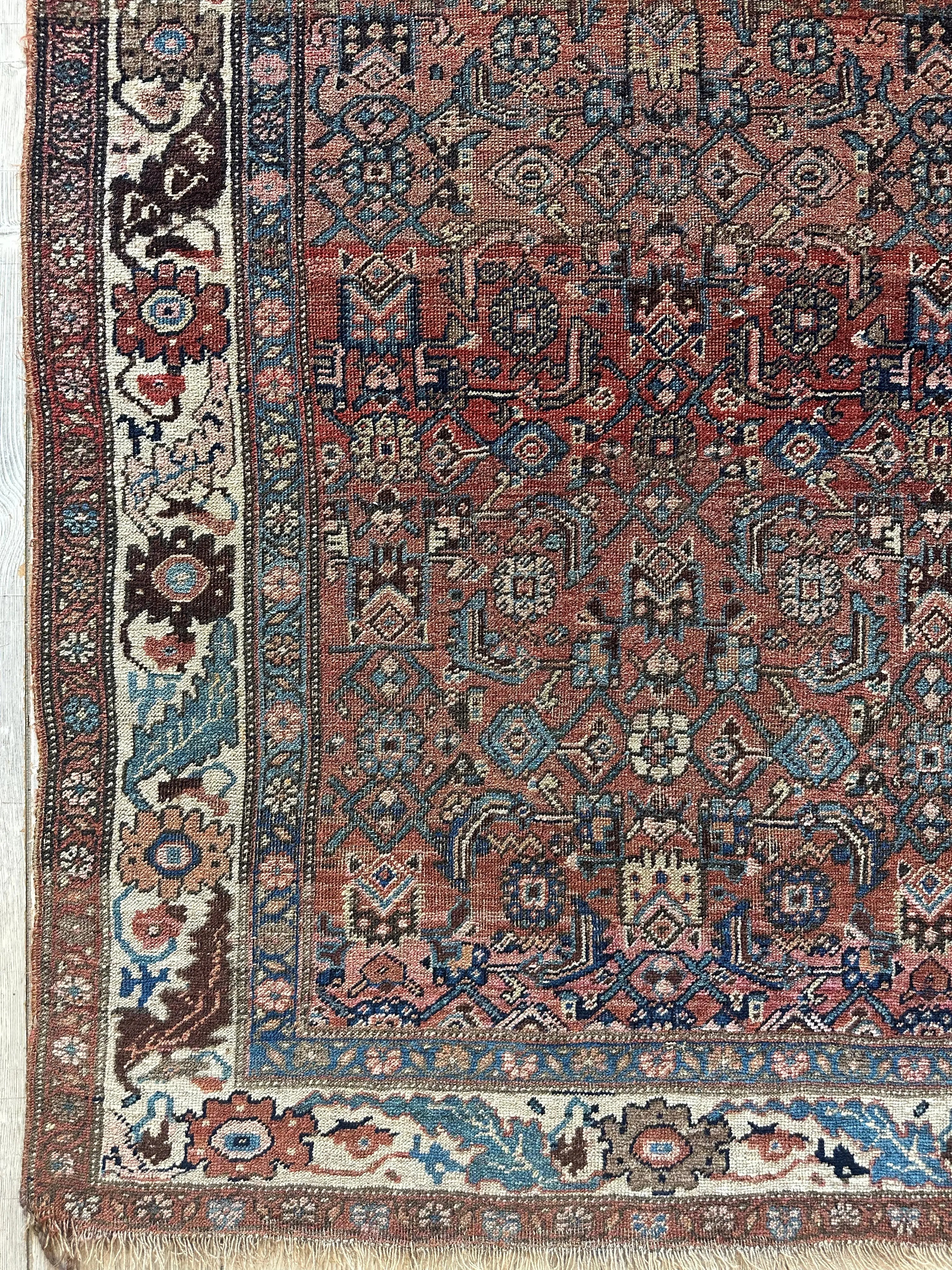 Antique Late 19th Century Persian Kurdish Gholtogh Rug 4 x 7 Rugistan