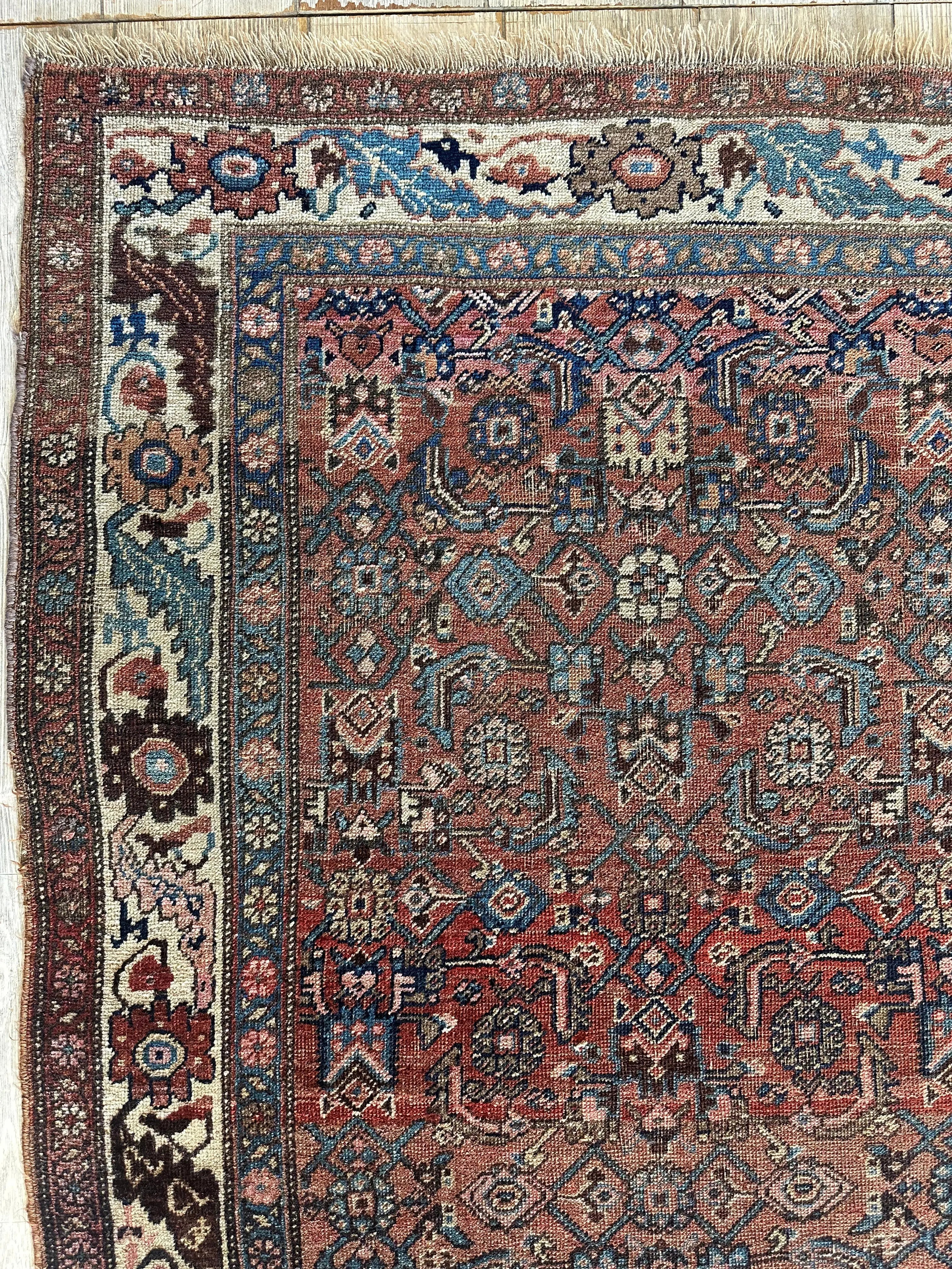 Antique Late 19th Century Persian Kurdish Gholtogh Rug 4 x 7 Rugistan