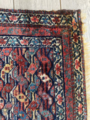 Antique Natural Dyes Small Kurdish Square Decorative Hanging Rug - 22" X 24" Rugistan