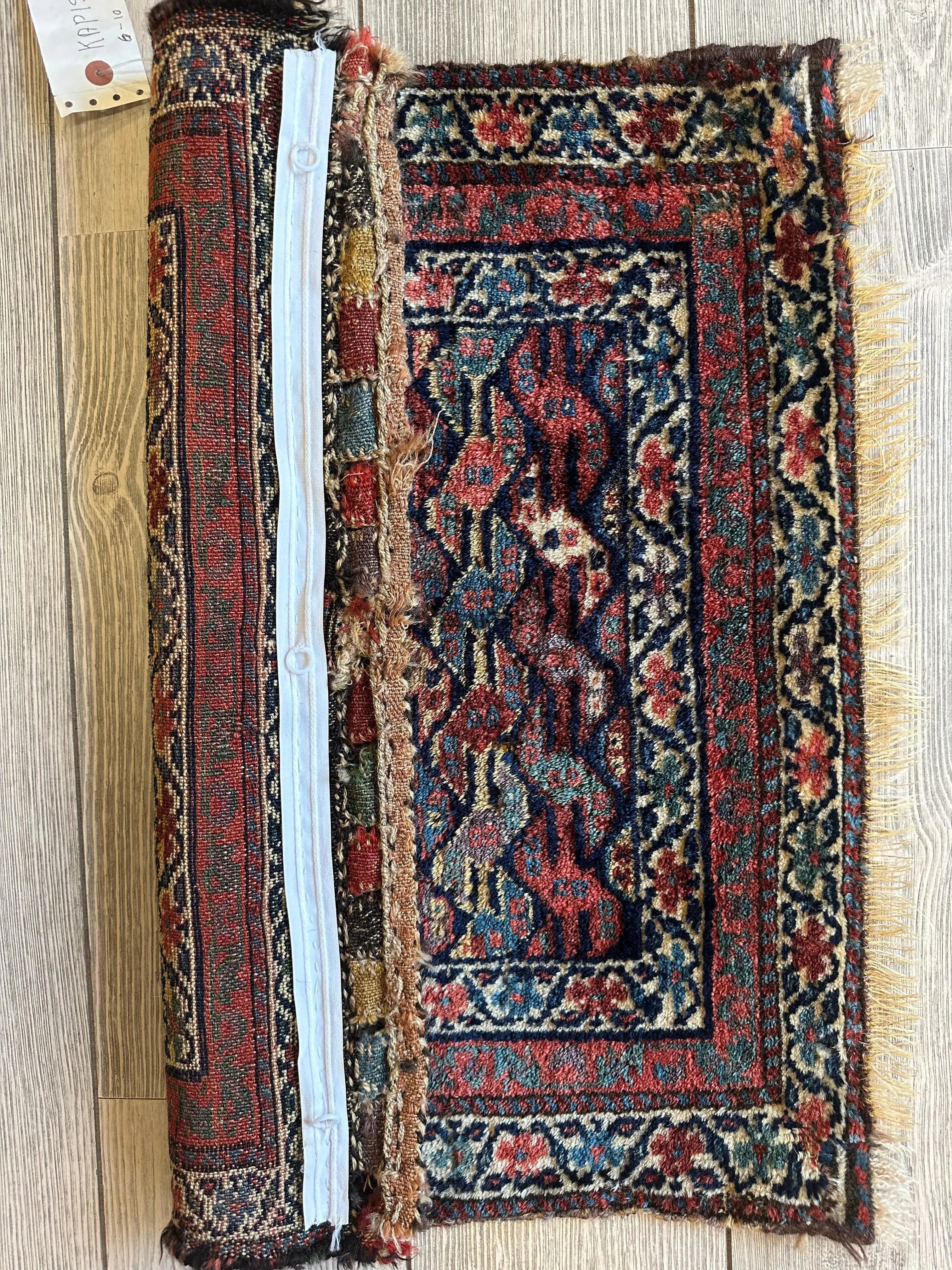 Antique Natural Dyes Small Kurdish Square Decorative Hanging Rug - 22" X 24" Rugistan
