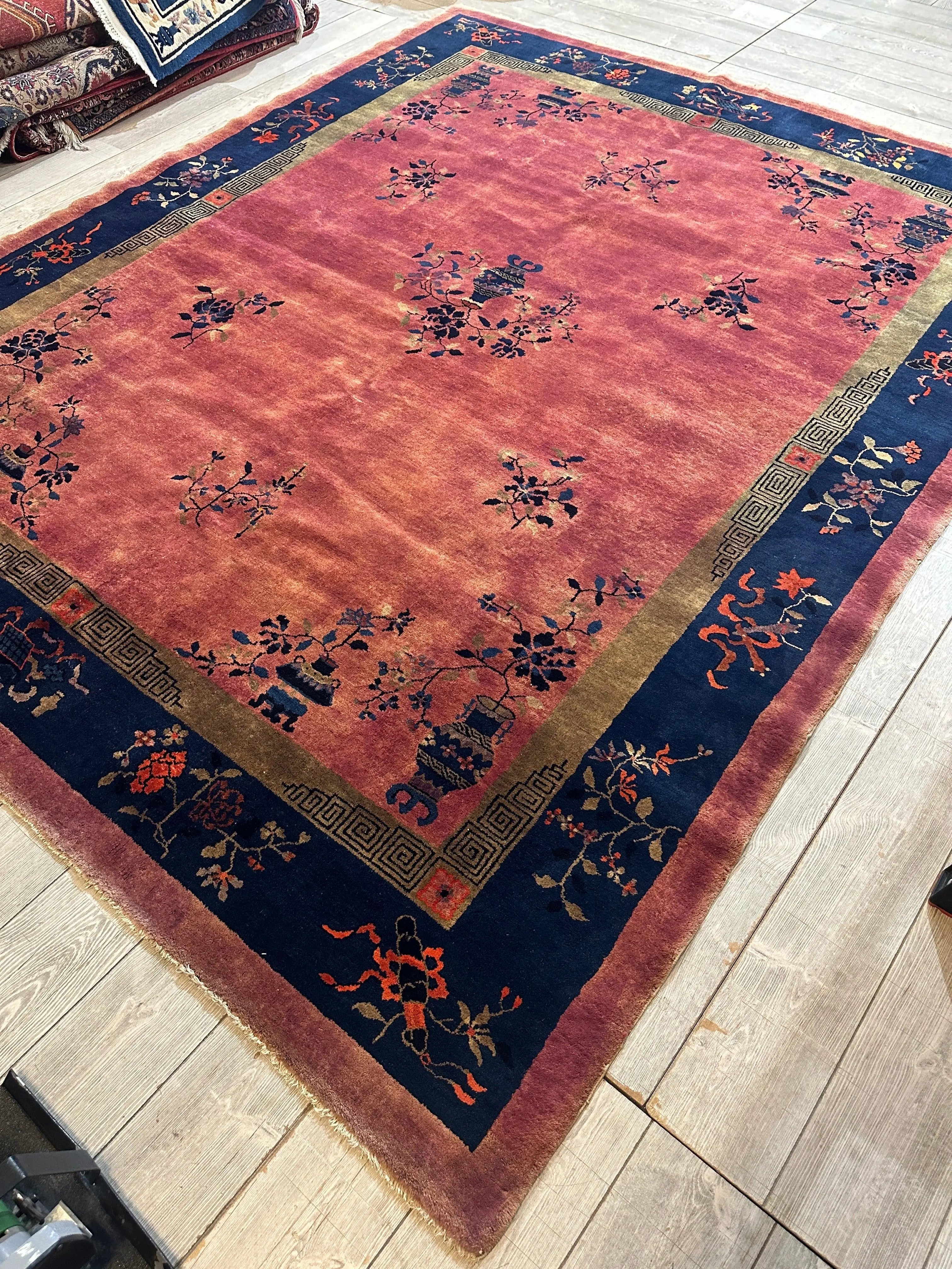 Antique Nicholas Chinese Art Deco Rug - 8'2" X 9'9" Rugistan
