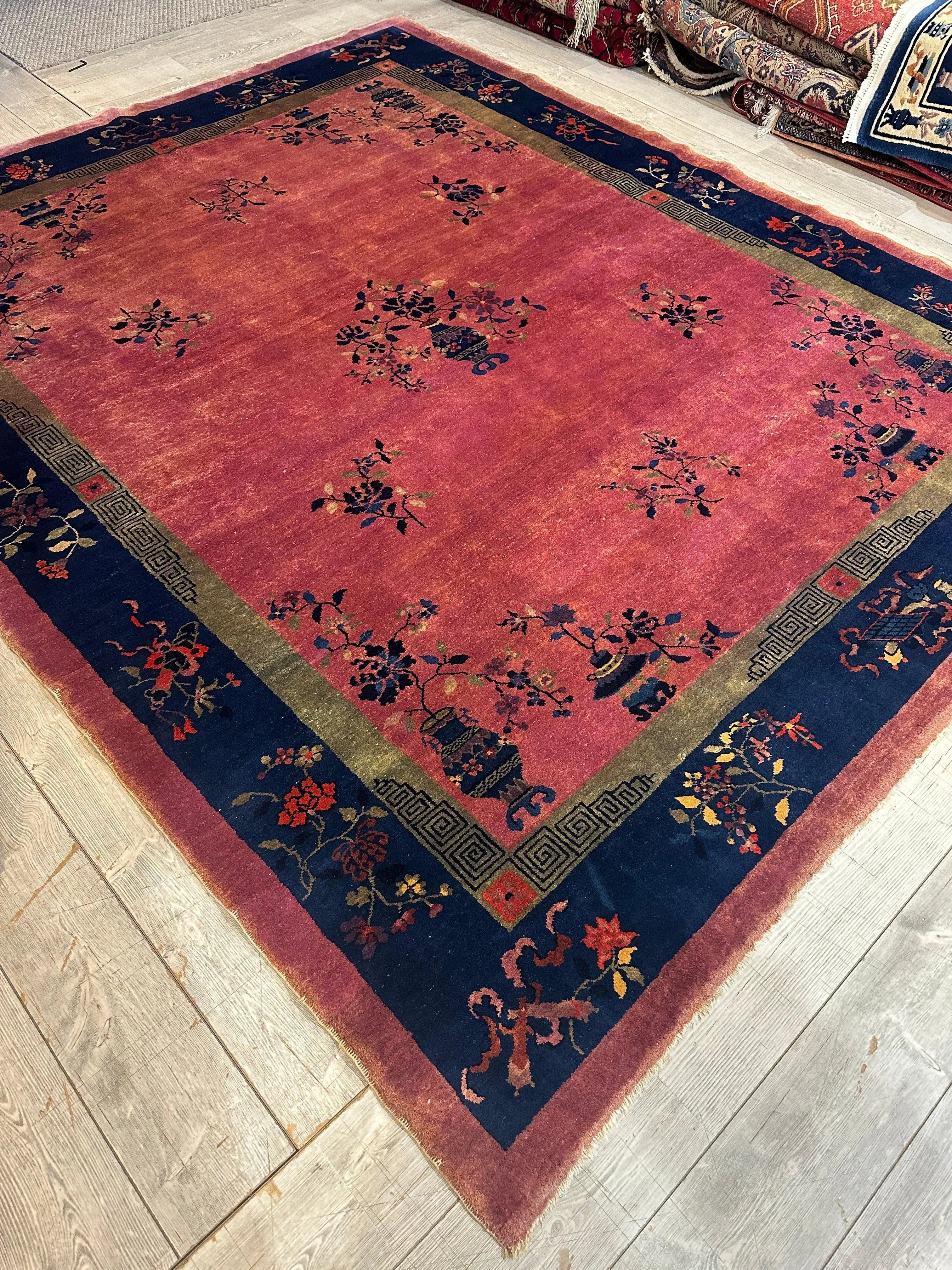 Antique Nicholas Chinese Art Deco Rug - 8'2" X 9'9" Rugistan