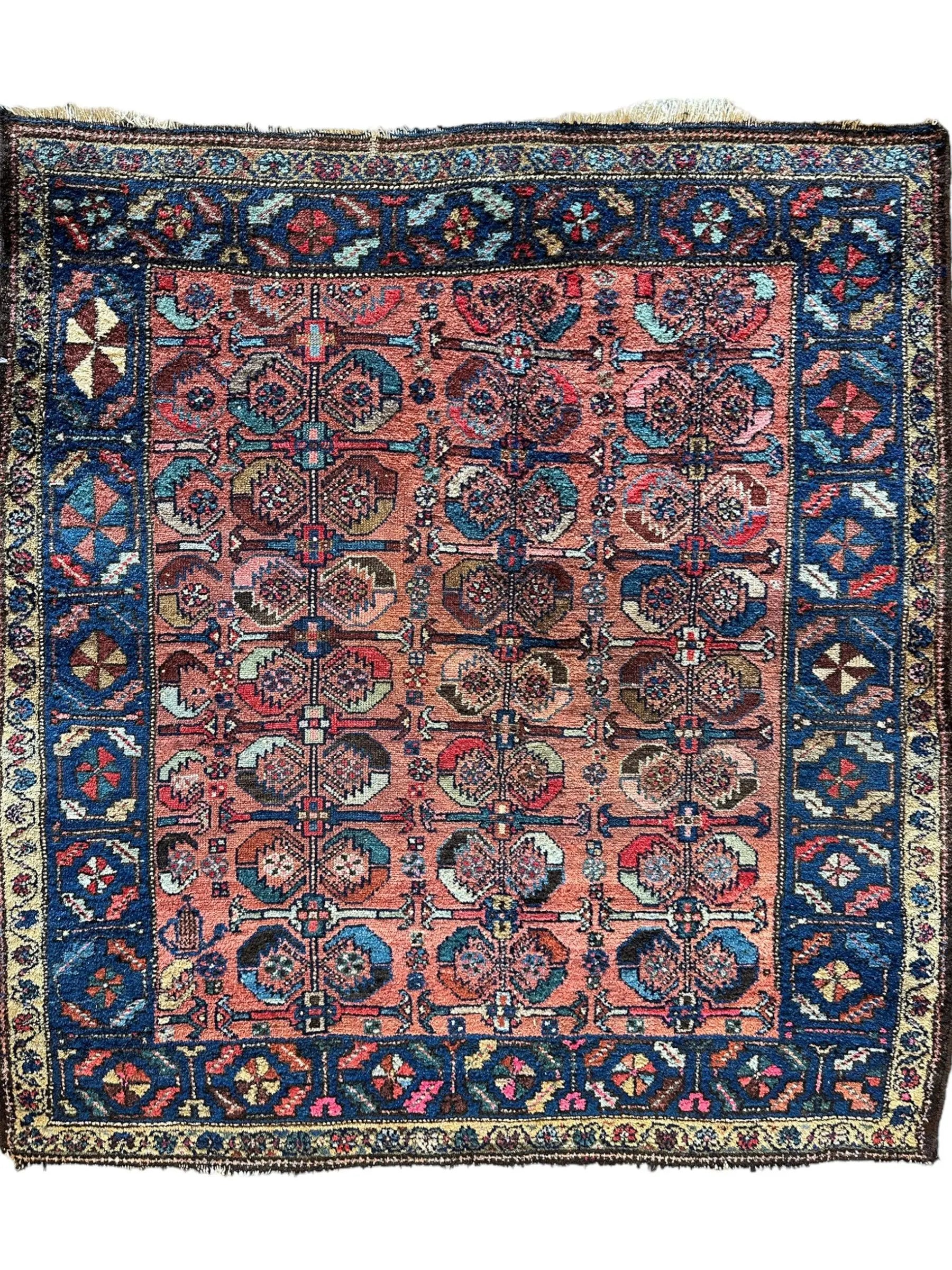 Antique One of Kind Persian Hamedan Enjelas Rug 3’11” x 4’4” Rugistan